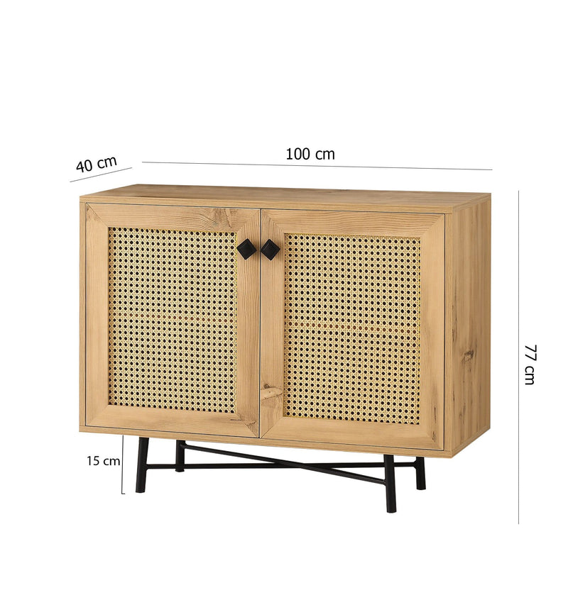 Comoda TARSUS, stejar/negru, PAL melaminat, 100x40x77 cm