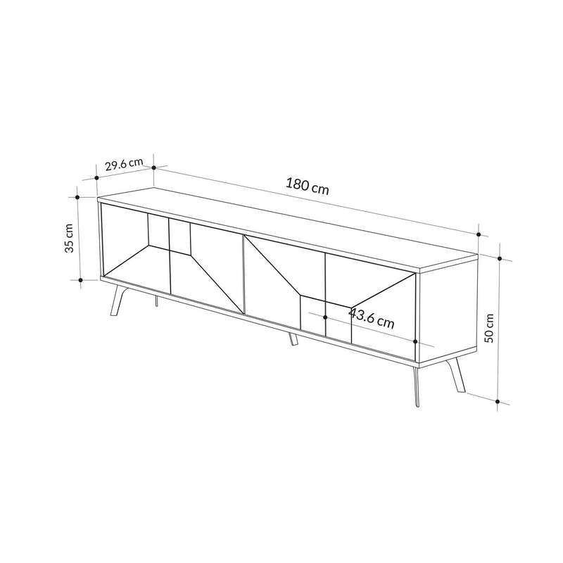 Comoda TV DUNE, gri antracit/negru, PAL melaminat, 180x30x50 cm