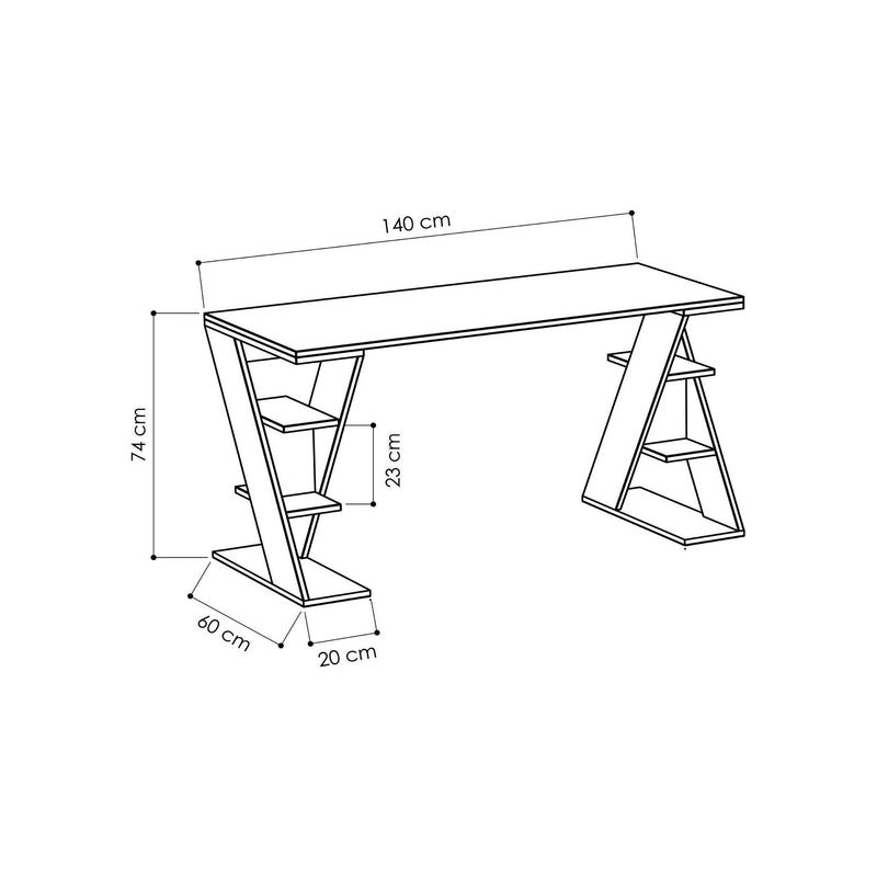 Birou PAPILLON, alb/gri antracit, PAL melaminat, 140x60x75 cm