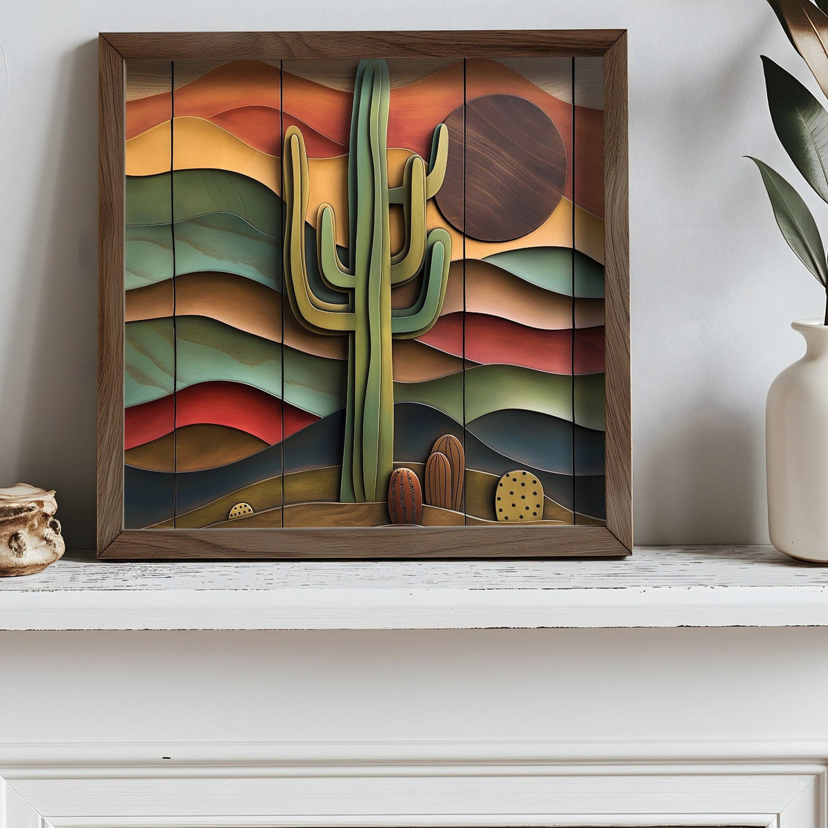 Tablou decorativ MDF cu ramă, AI082, Multicolor