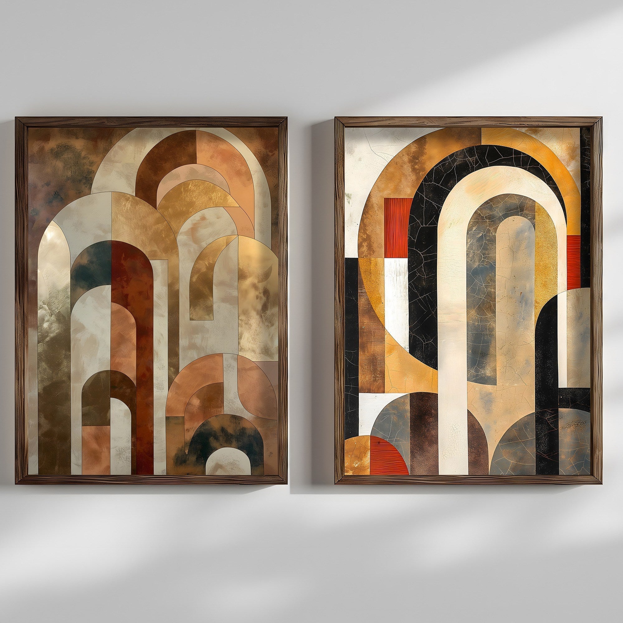 Tablou decorativ MDF cu ramă (2 piese), HUM104, Multicolor