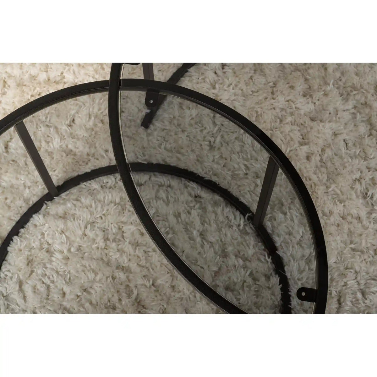 Set 2 masute cafea AURUM, fumuriu/negru, sticla/metal