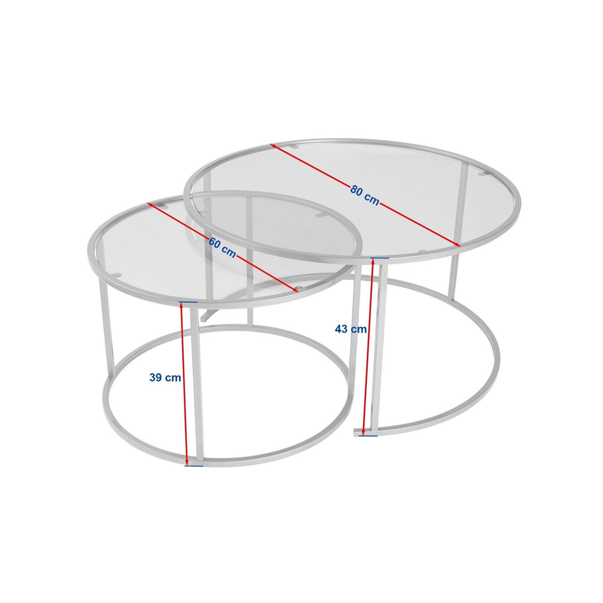 Set 2 masute cafea AURUM, transparent/auriu, sticla/metal