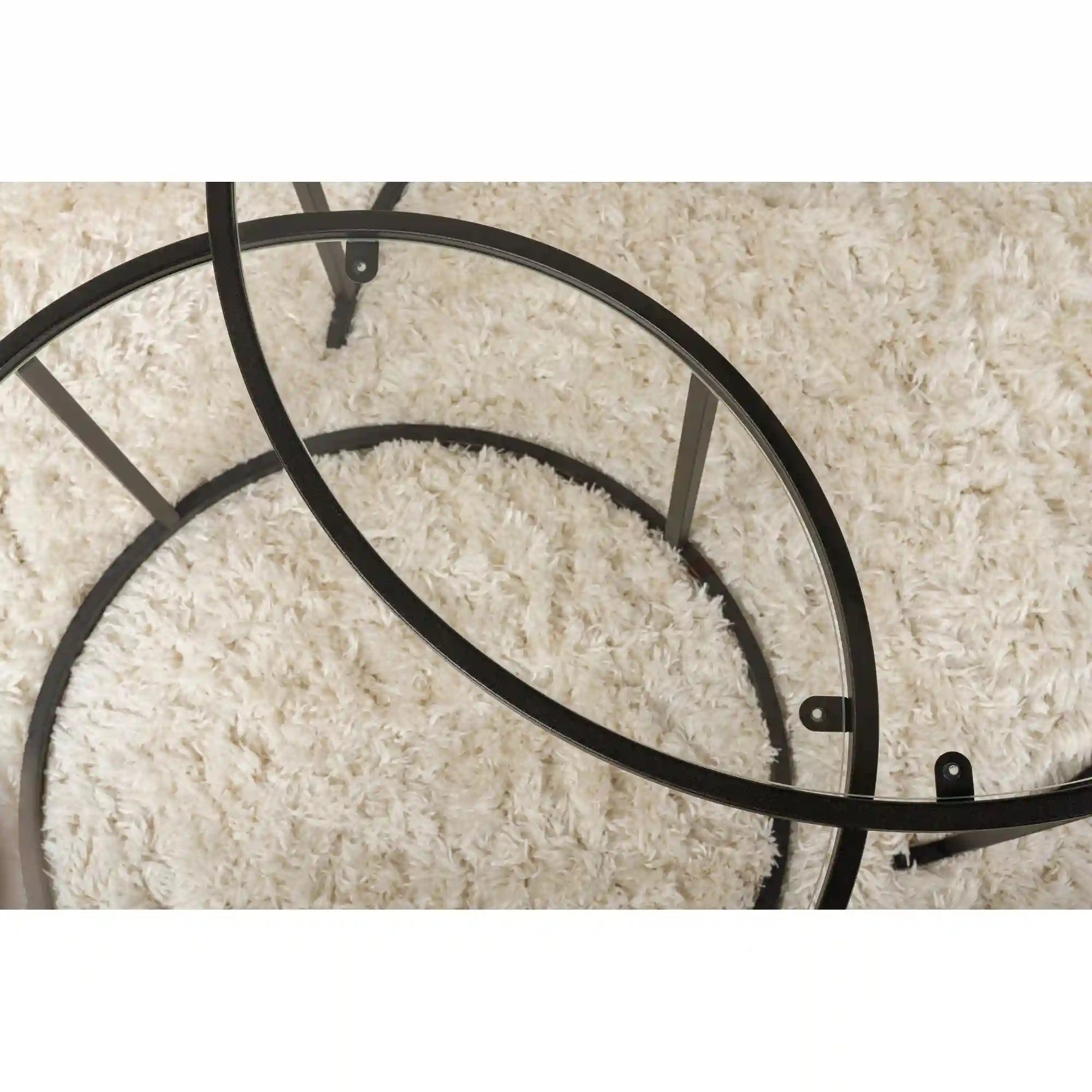 Set 2 masute cafea AURUM, transparent/negru, sticla/metal