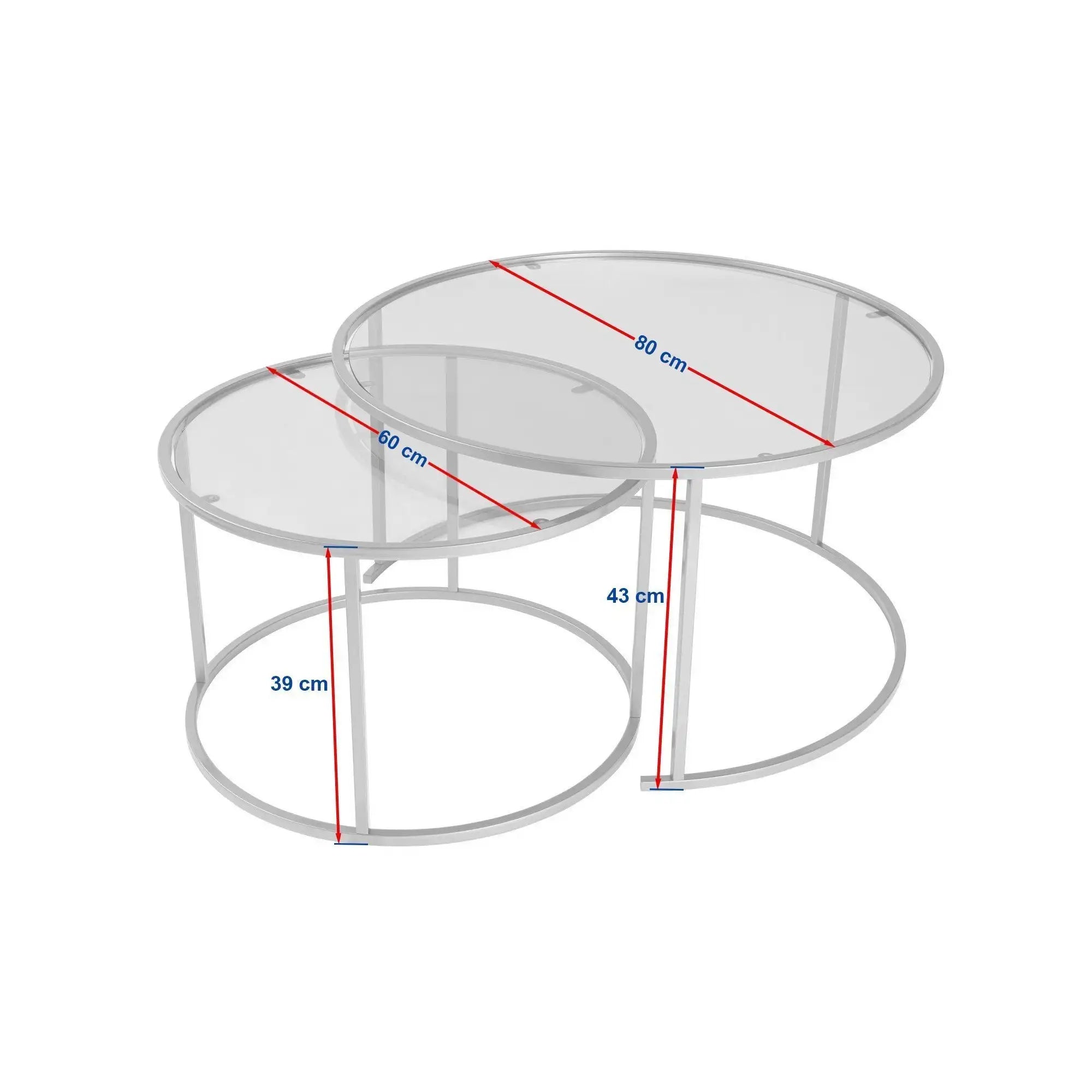 Set 2 masute cafea AURUM, transparent/negru, sticla/metal