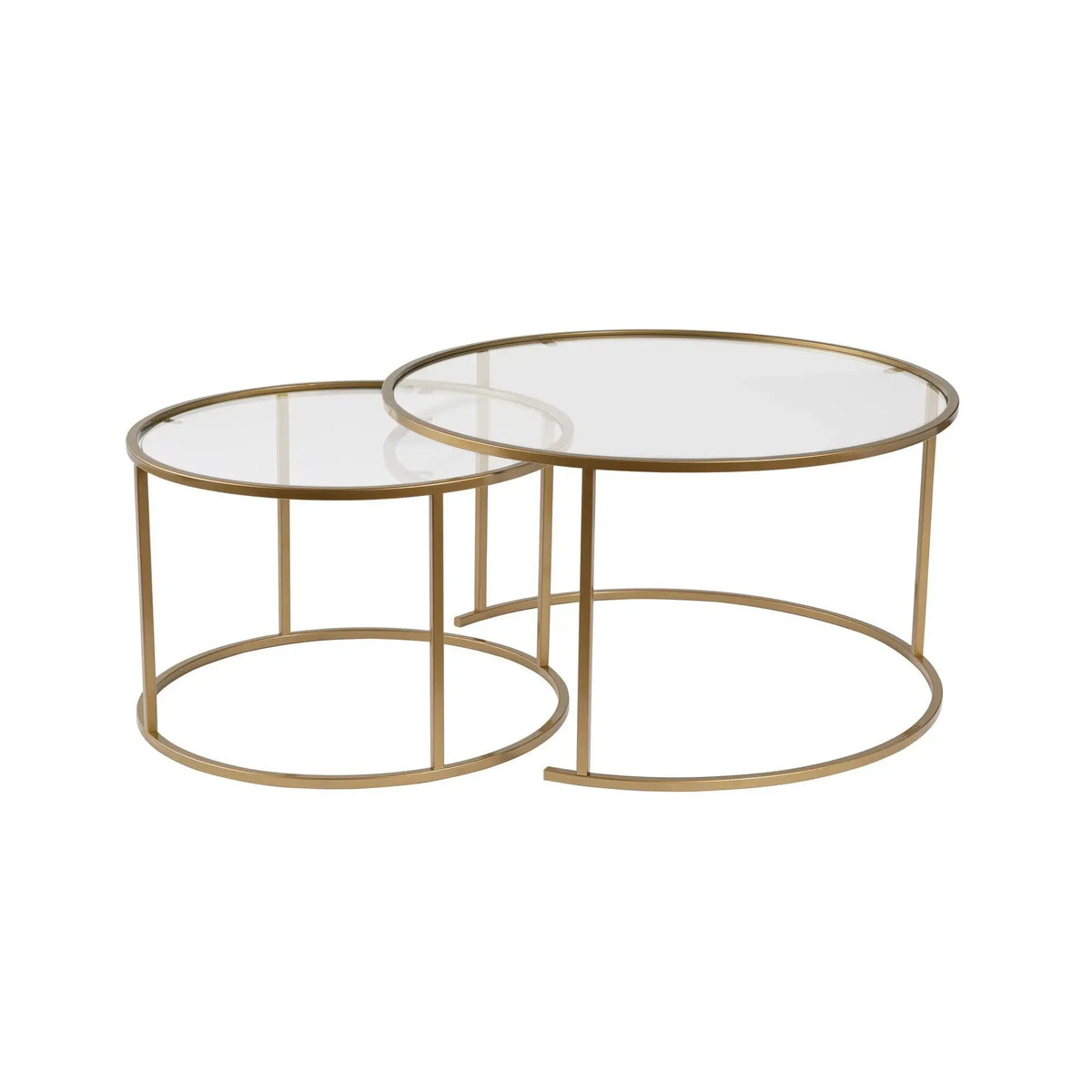 Set 2 masute cafea AURUM, transparent/auriu, sticla/metal