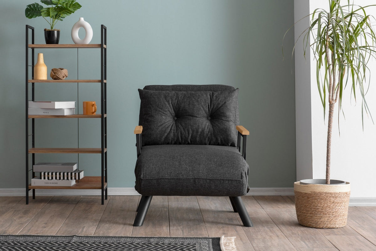 Canapea extensibilă 1 loc, Sando Single - Dark Grey, Gri închis