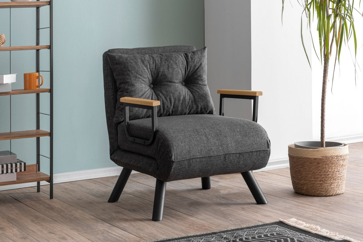 Canapea extensibilă 1 loc, Sando Single - Dark Grey, Gri închis