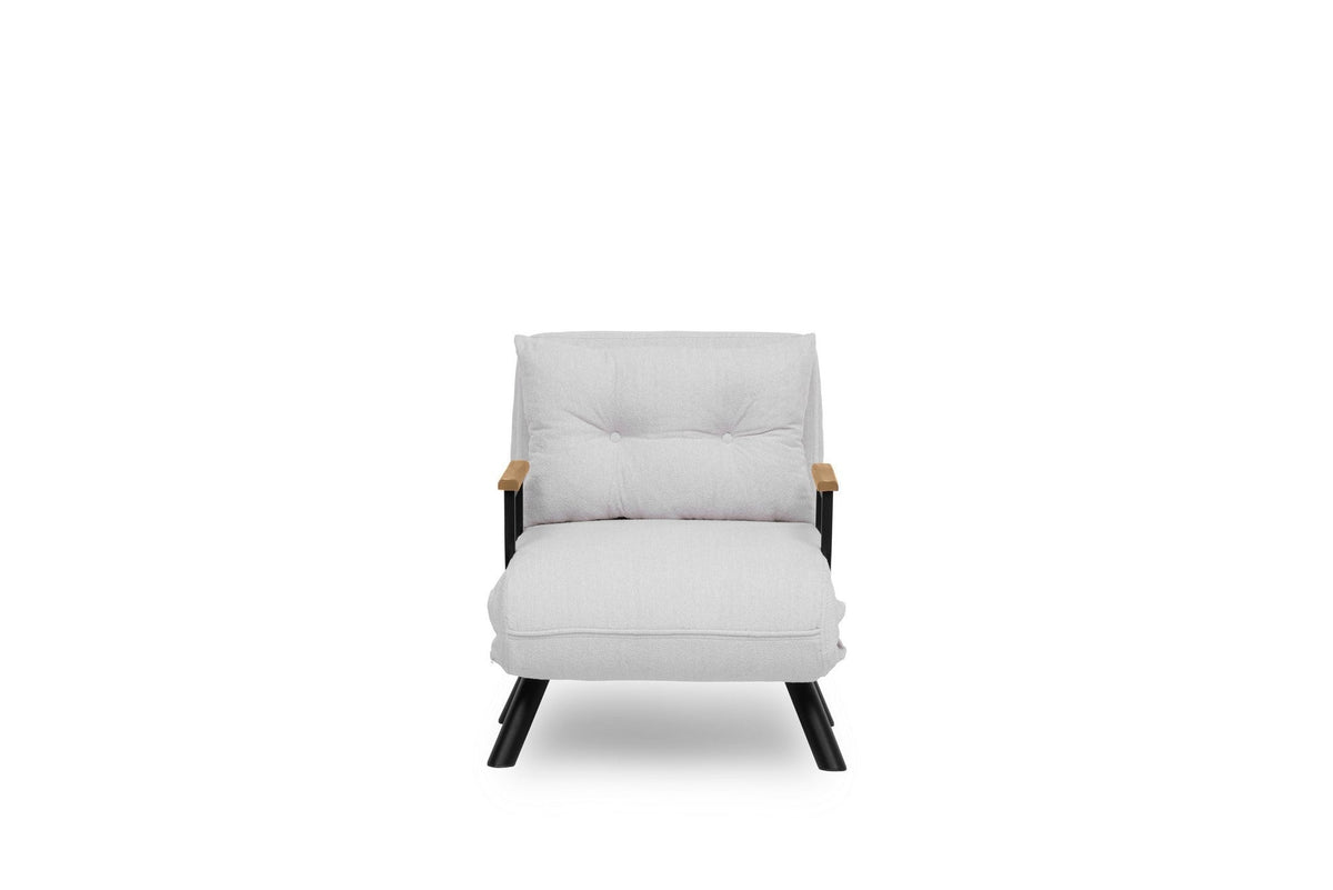 Canapea extensibilă 1 loc, Sando Single - Teddy Fabric - White, Alb