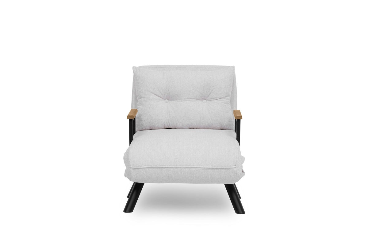 Canapea extensibilă 1 loc, Sando Single - Teddy Fabric - White, Alb