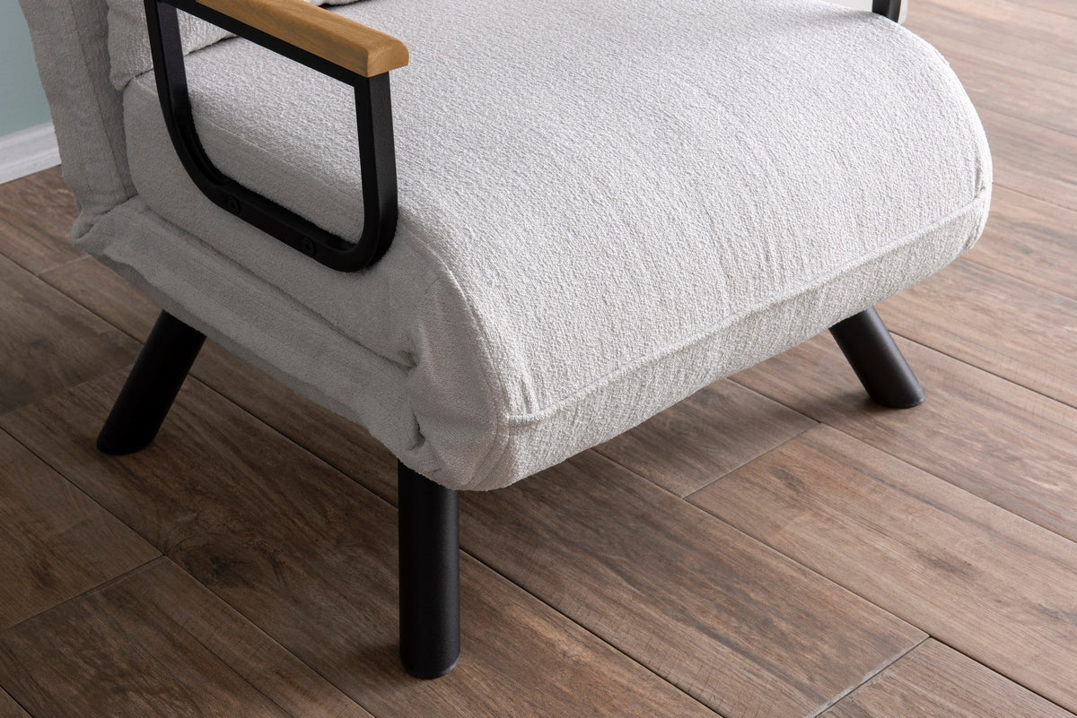Canapea extensibilă 1 loc, Sando Single - Teddy Fabric - White, Alb