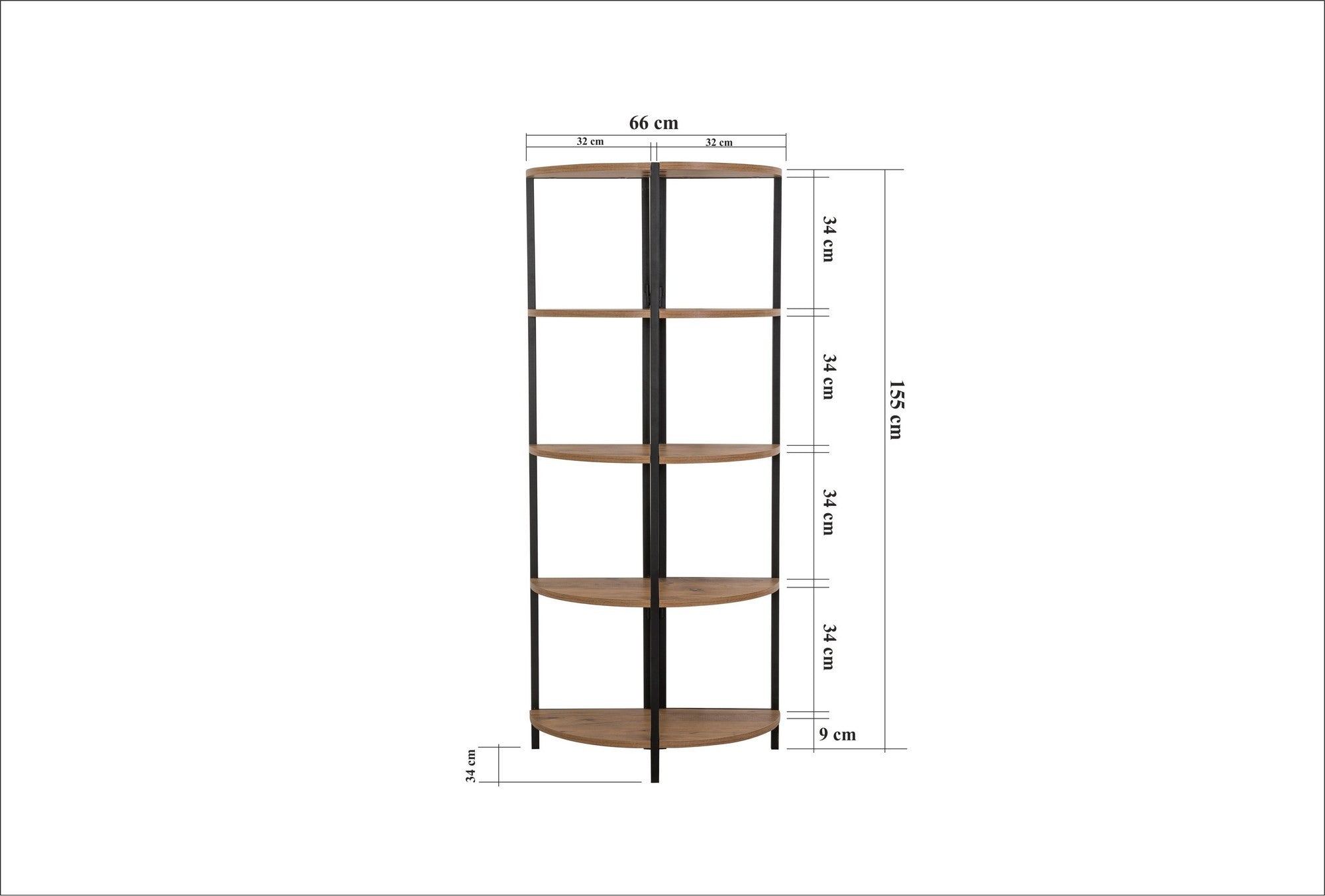 Etajera MONA RAFIX, maro/negru, PAL melaminat/metal, 66x34x155 cm