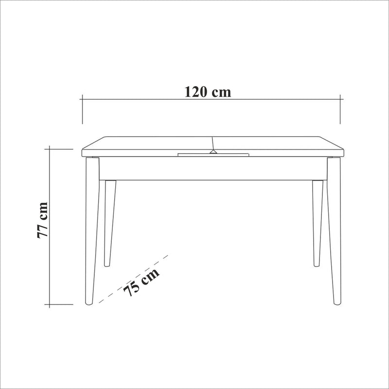 Masa extensibila OLIVER OPEN, stejar/alb, PAL melaminat, 120/153x75x77 cm