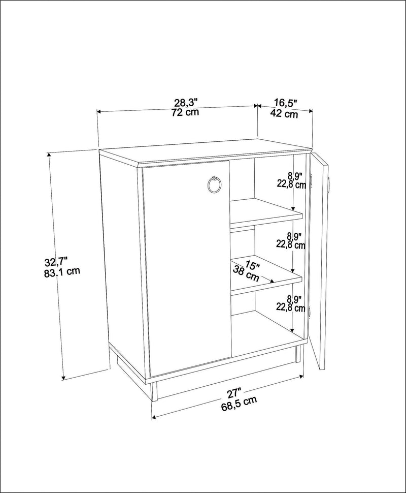 Comoda NUANSE, alb/nuc, PAL melaminat, 72x42x83 cm