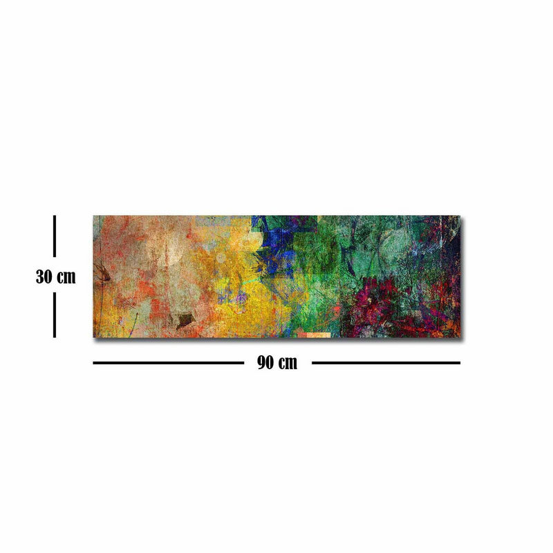 Tablou 887GLR1012, multicolor, panza/lemn, 90x30 cm