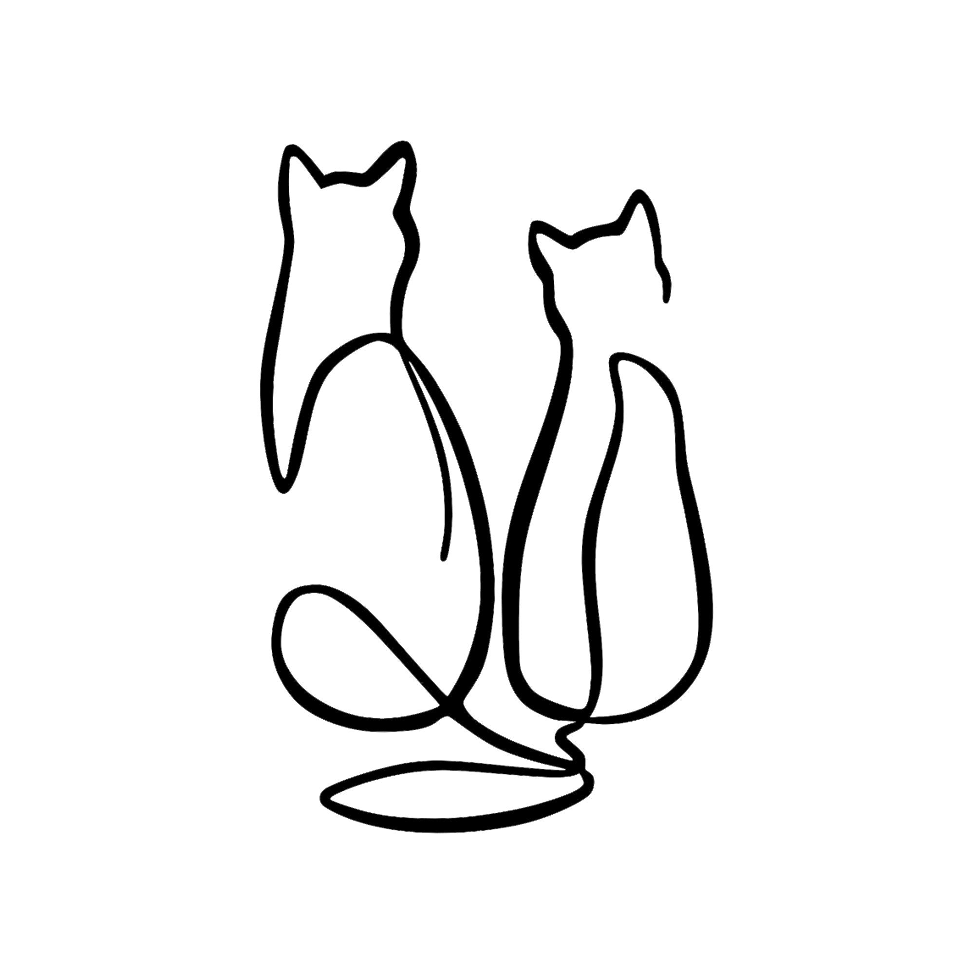 Accesoriu decorativ metalic de perete, Couple Cat Love, Negru