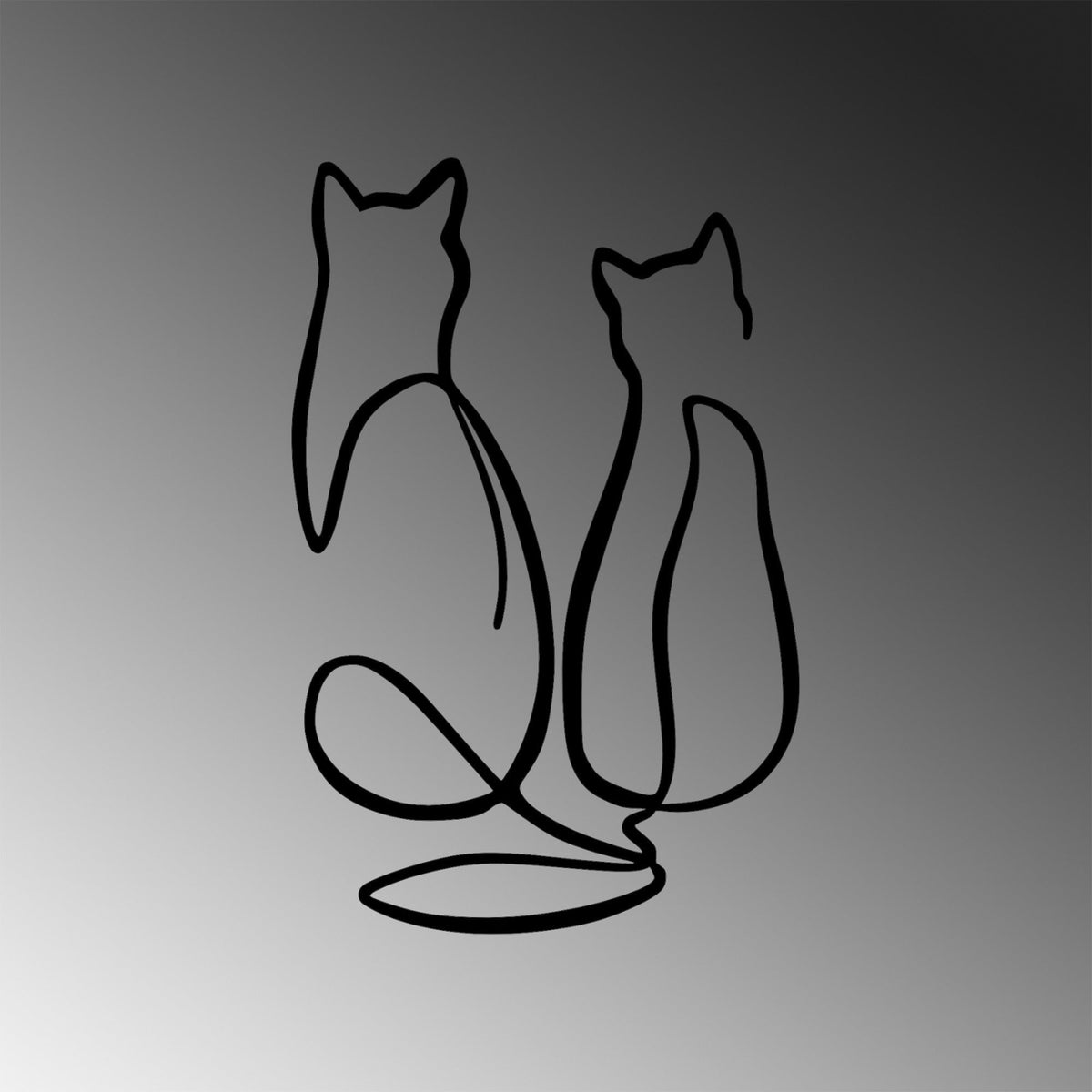 Accesoriu decorativ metalic de perete, Couple Cat Love, Negru