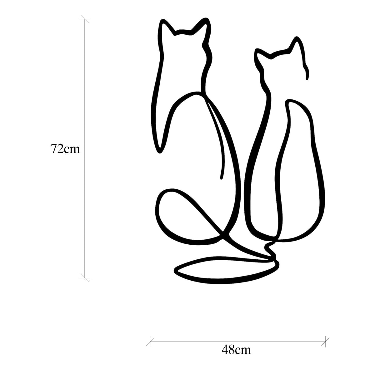 Accesoriu decorativ metalic de perete, Couple Cat Love, Negru