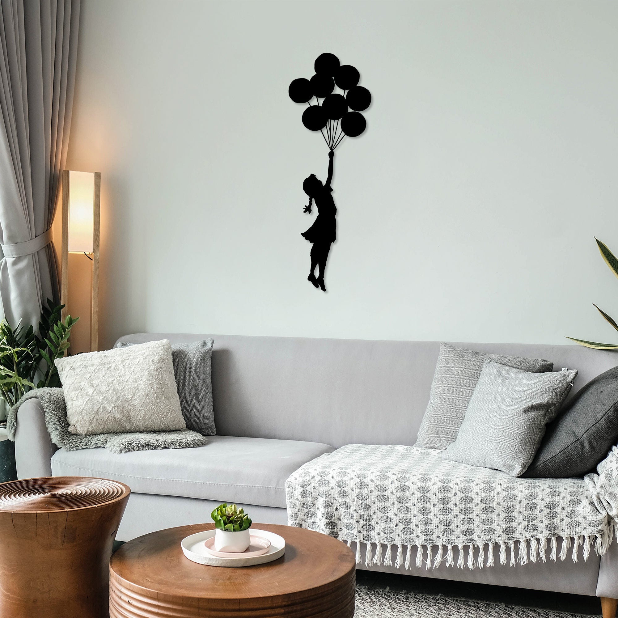 Accesoriu decorativ metalic de perete, Banksy - 12, Negru