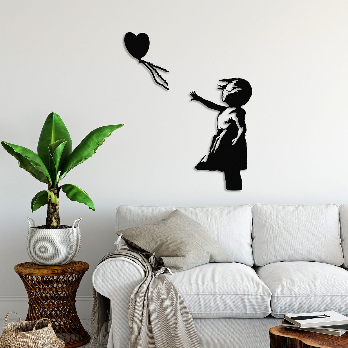 Accesoriu decorativ metalic de perete, Banksy - 14, Negru