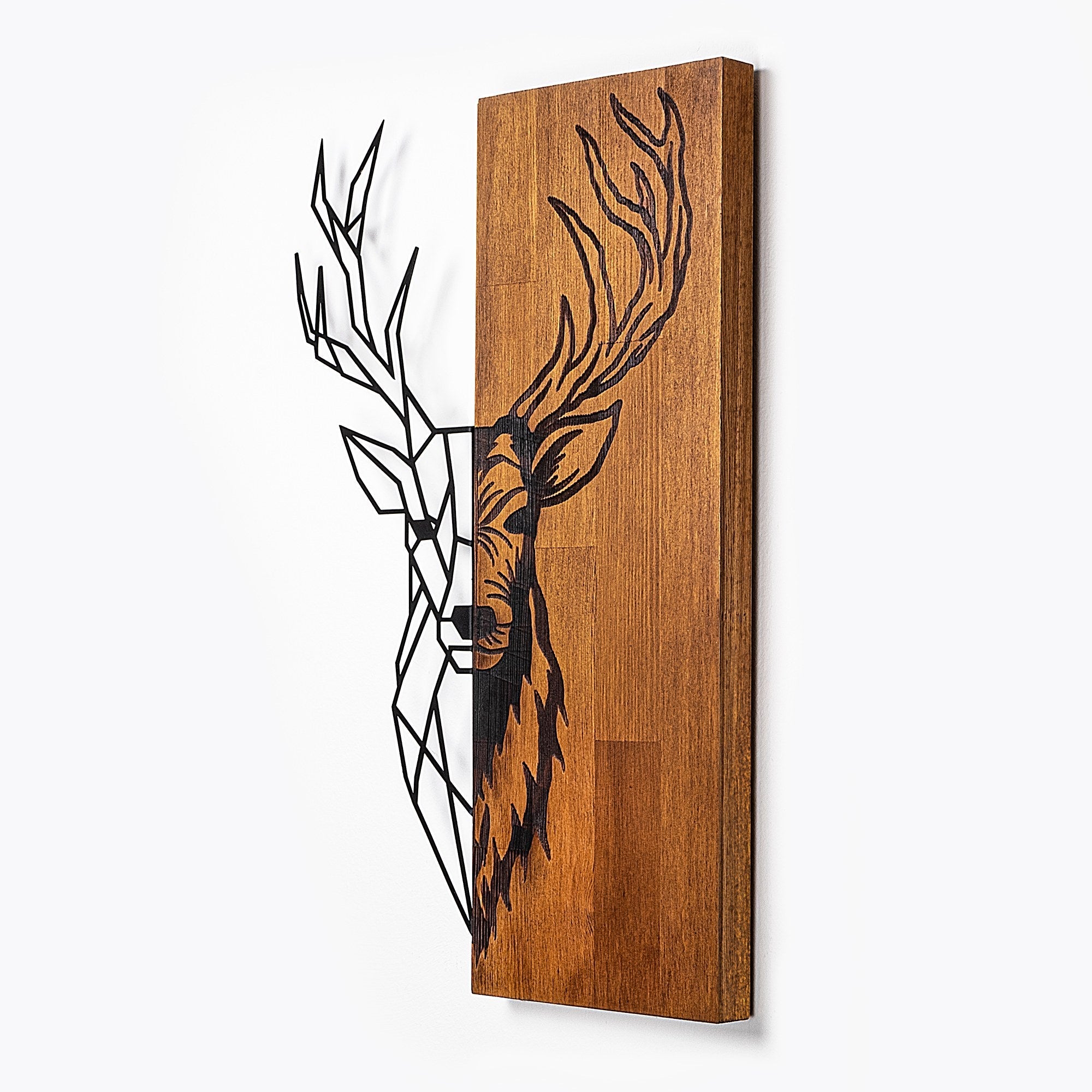Accesoriu decorativ din lemn de perete, Red Deer 1, Nuc / Negru