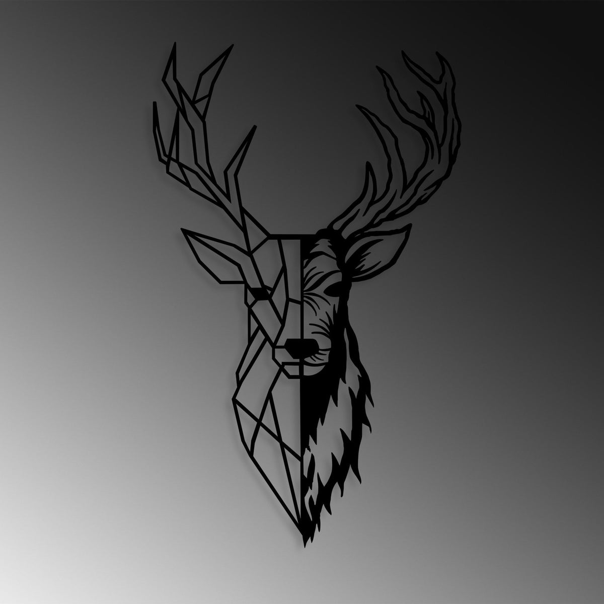 Accesoriu decorativ metalic de perete, Red Deer 2, Negru