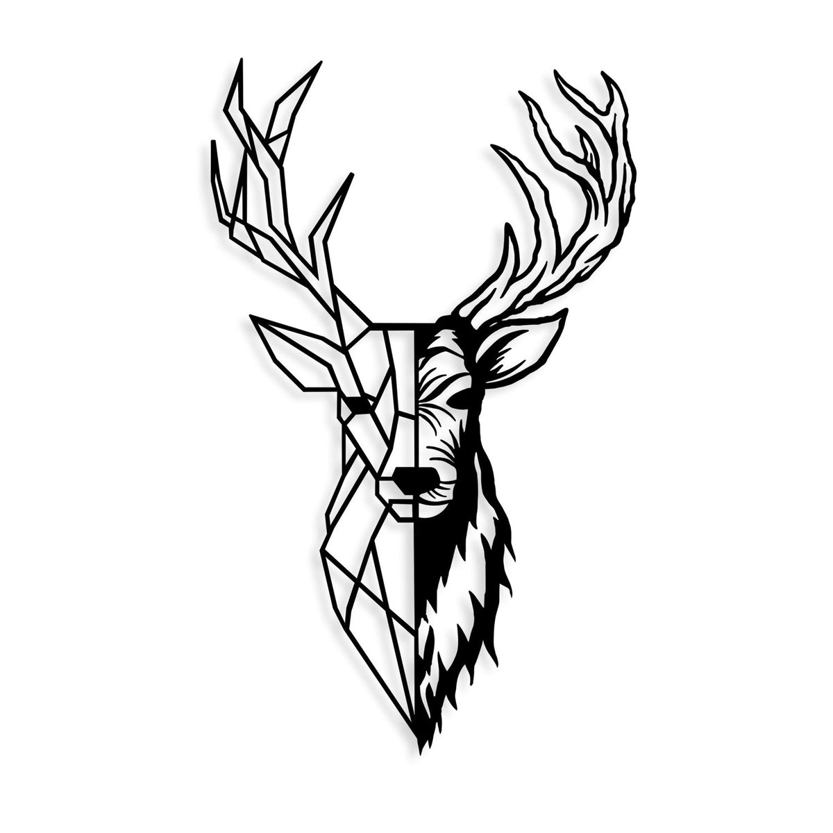 Accesoriu decorativ metalic de perete, Red Deer 2, Negru