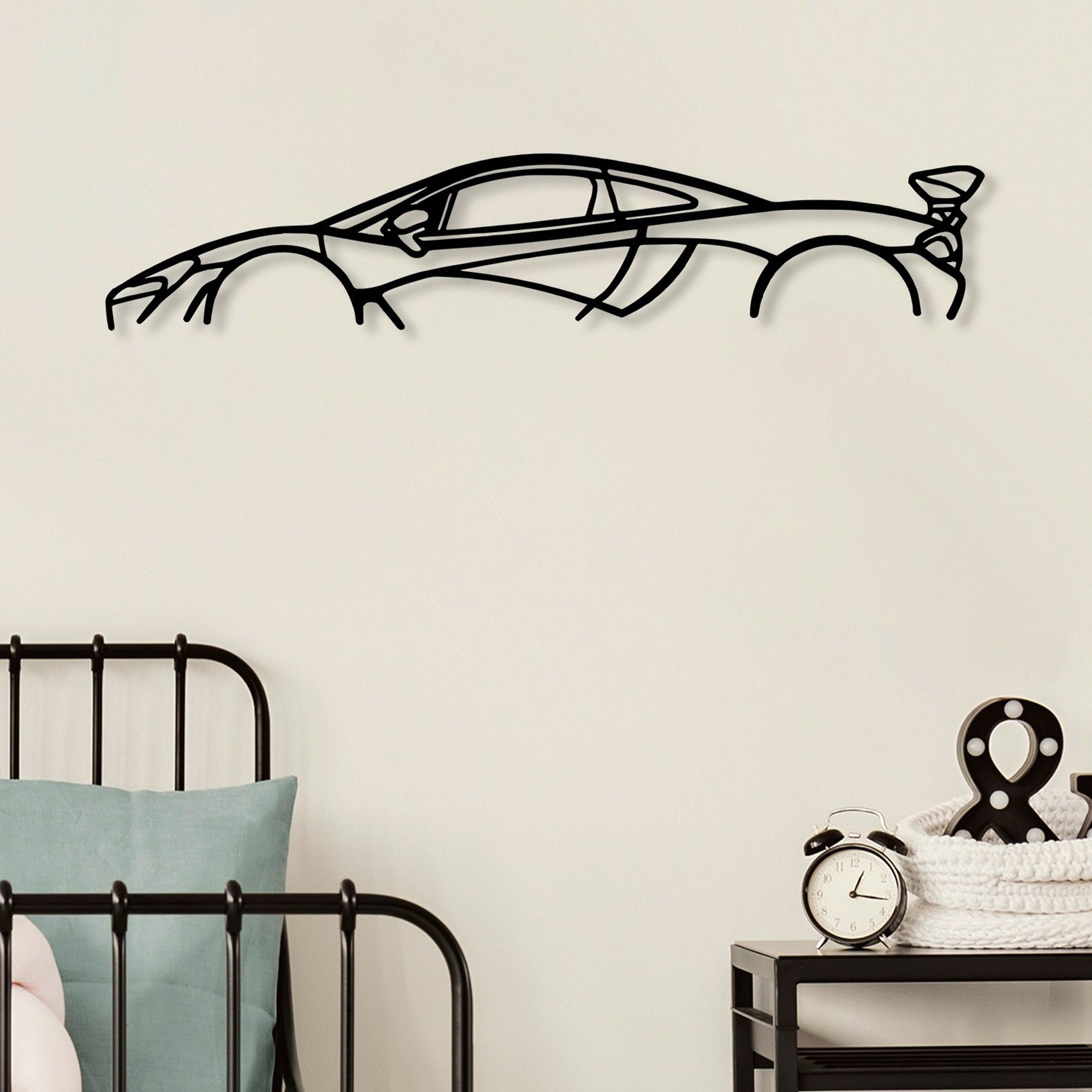 Accesoriu decorativ metalic de perete, Mclaren P1 Silhouette, Negru