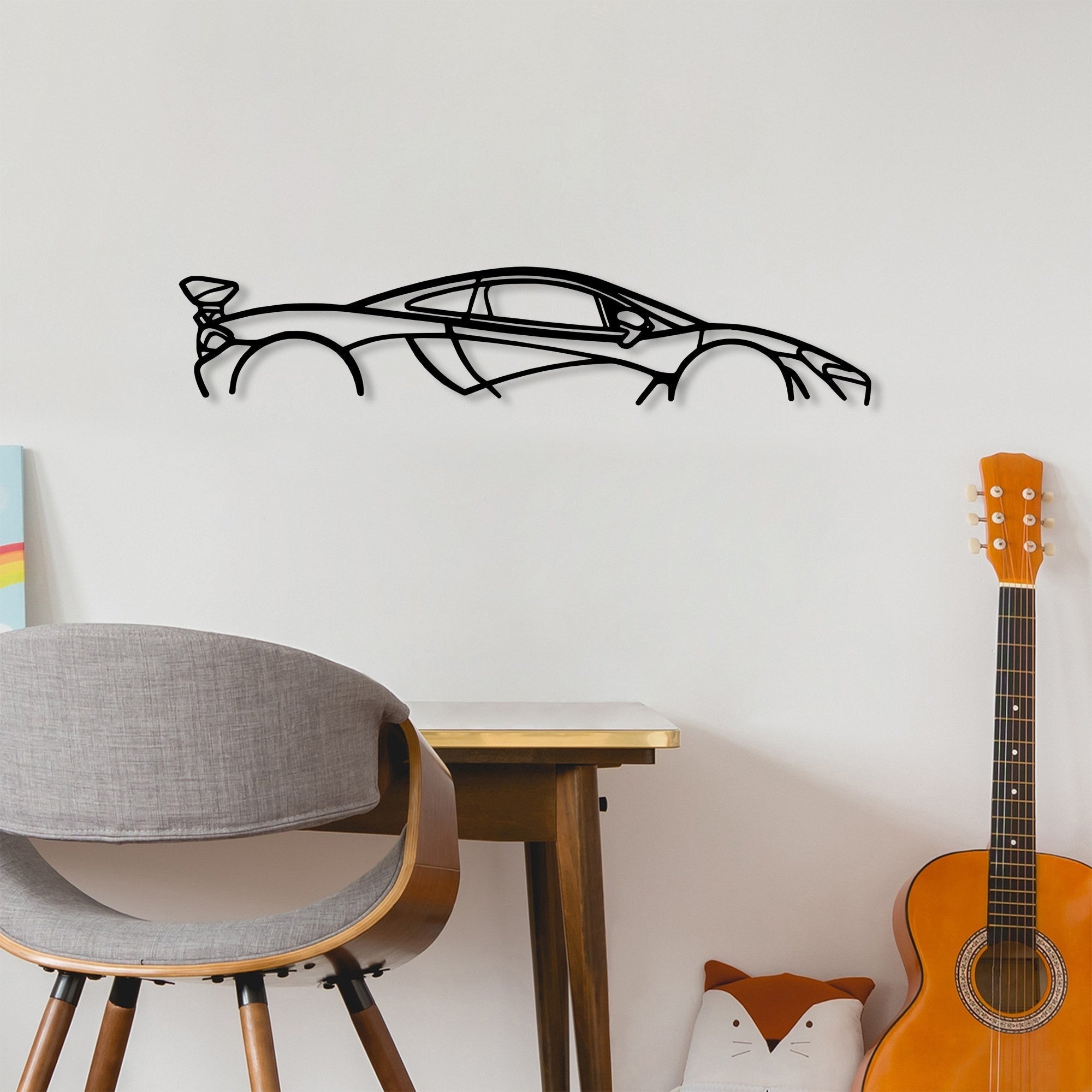 Accesoriu decorativ metalic de perete, Mclaren P1 Silhouette, Negru