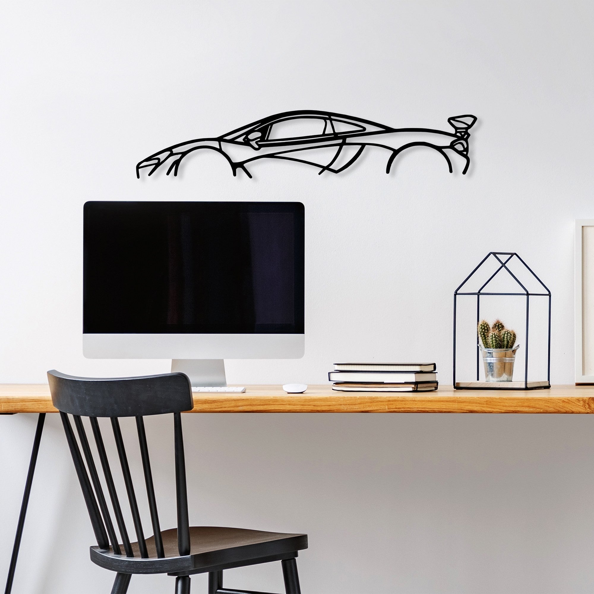 Accesoriu decorativ metalic de perete, Mclaren P1 Silhouette, Negru
