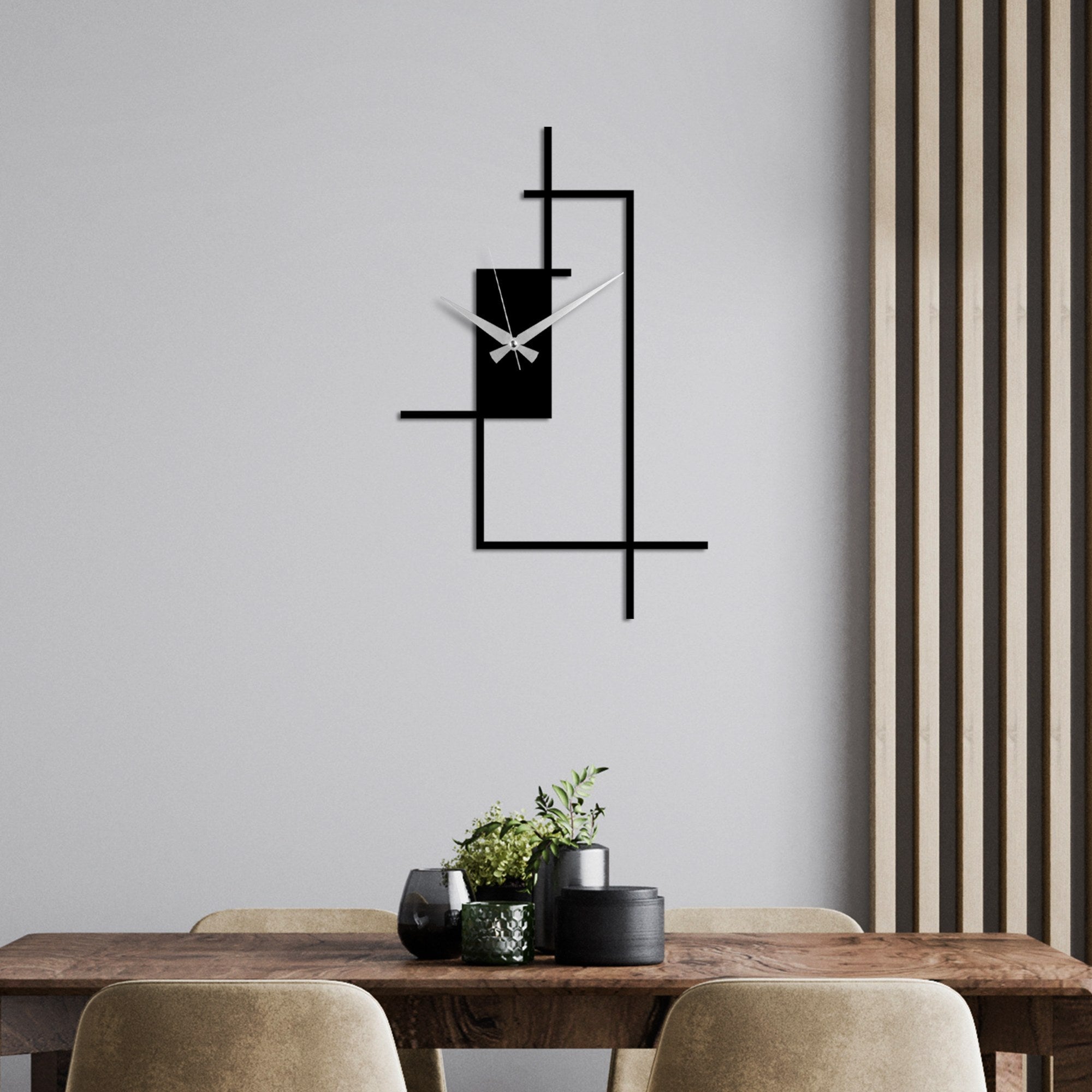 Ceas decorativ metalic de perete, Corner, Negru