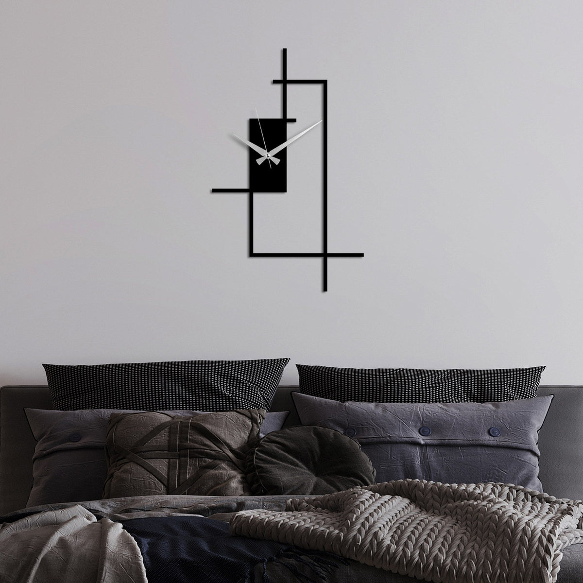 Ceas decorativ metalic de perete, Corner, Negru