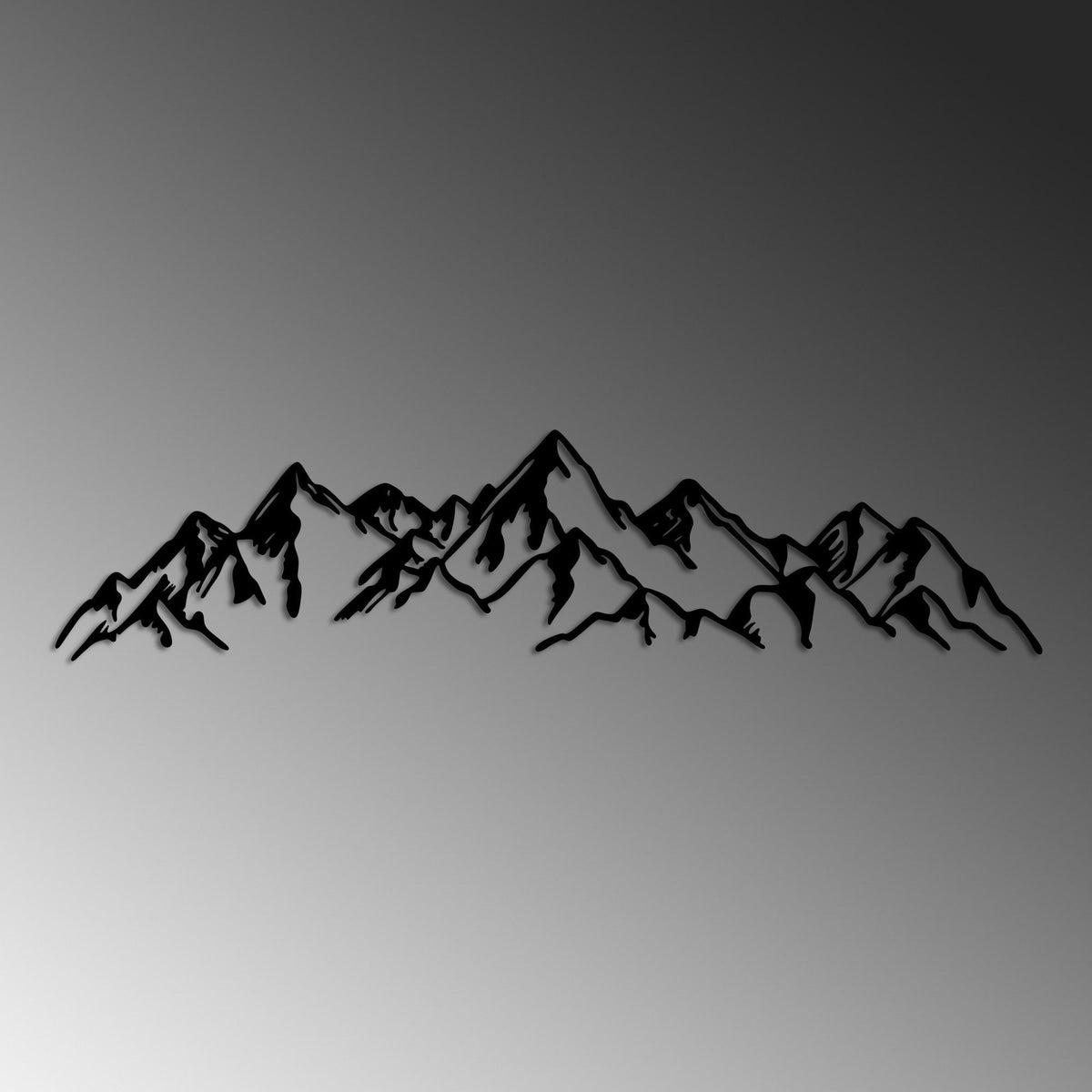 Accesoriu decorativ metalic de perete, Mountain View - 1, Negru