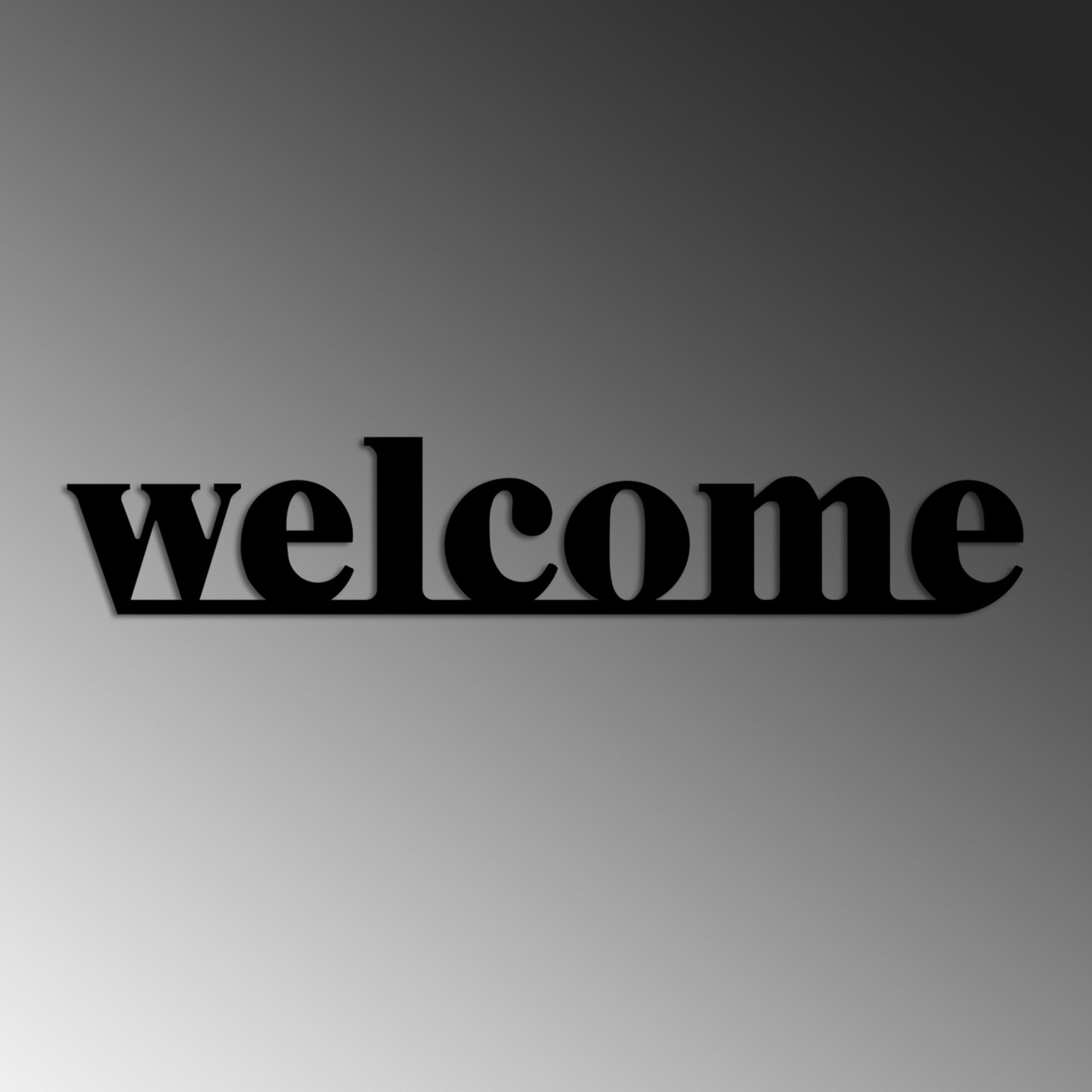 Accesoriu decorativ metalic de perete, Welcome, Negru