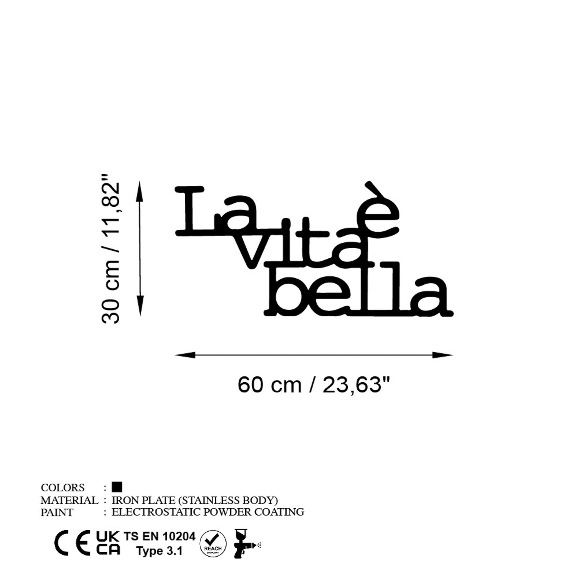 Accesoriu decorativ metalic de perete, Vita E Bella 1, Negru