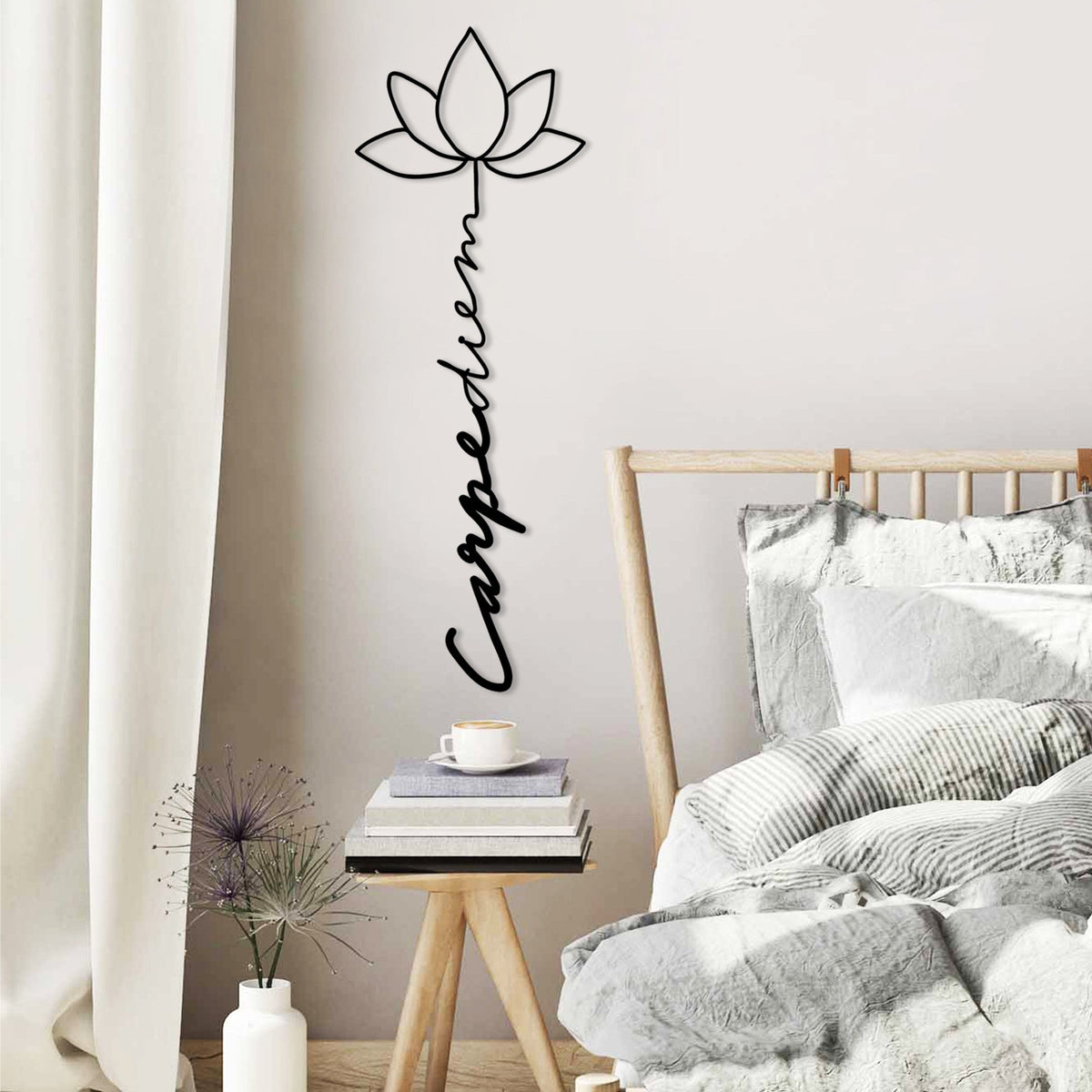 Accesoriu decorativ metalic de perete, Carpe Diem 4, Negru