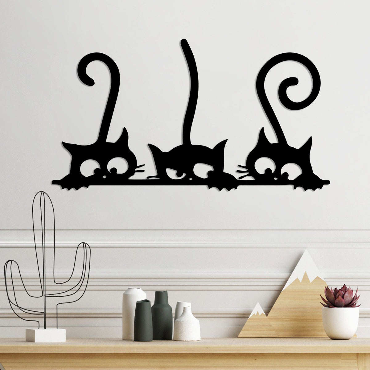 Accesoriu decorativ metalic de perete, Cat 5, Negru