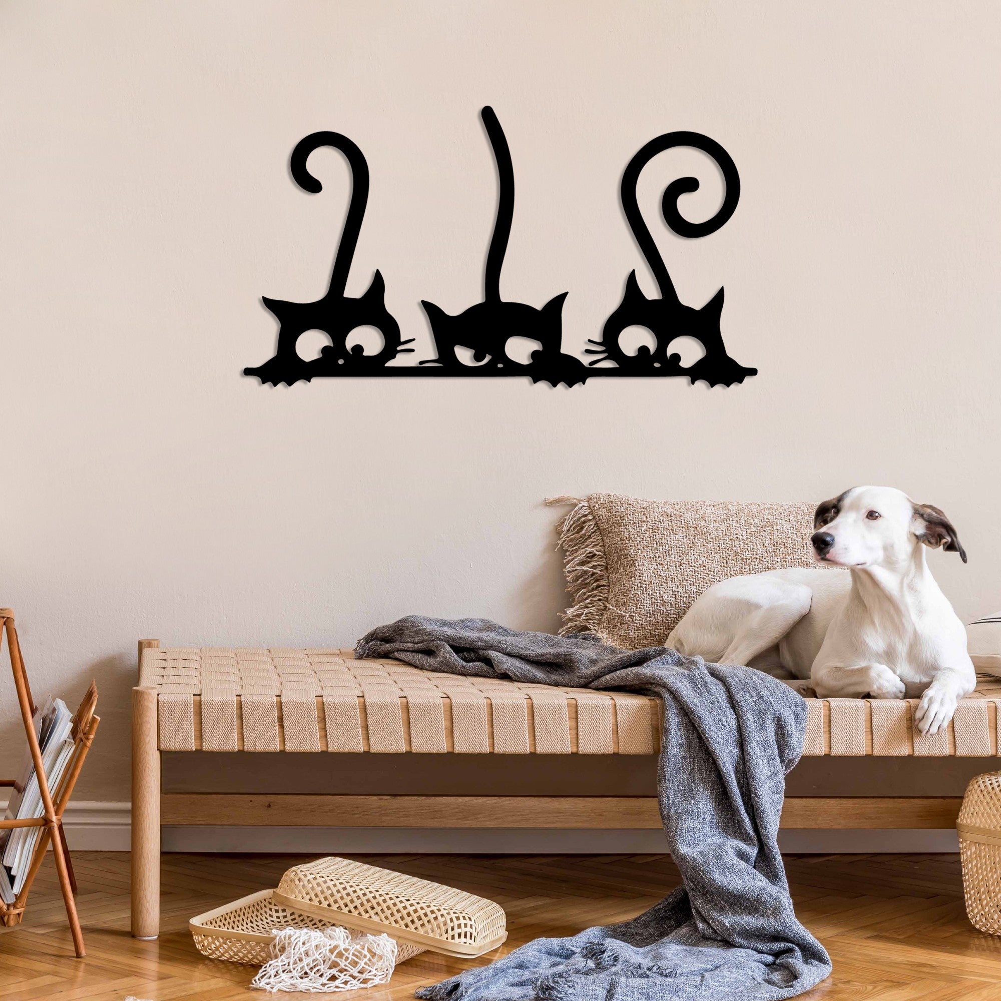 Accesoriu decorativ metalic de perete, Cat 5, Negru