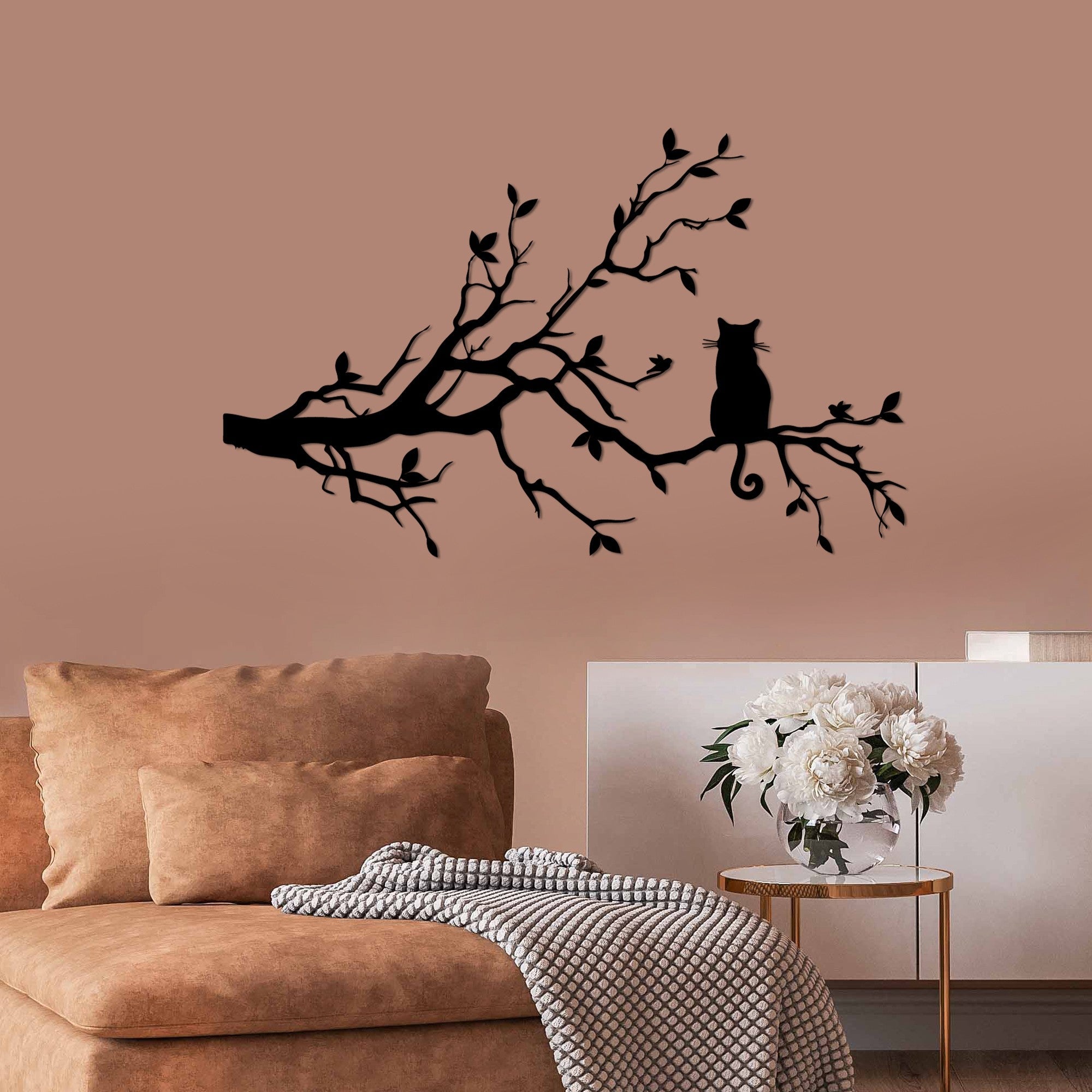 Accesoriu decorativ metalic de perete, Cat 12, Negru