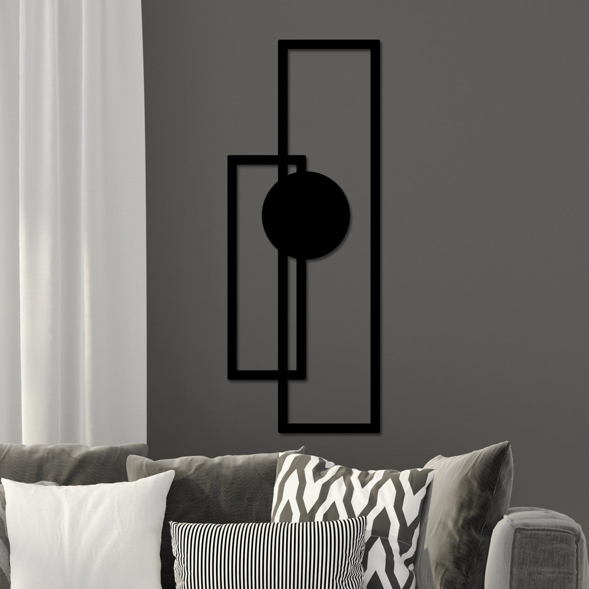 Accesoriu decorativ metalic de perete, Astratto-1, Negru