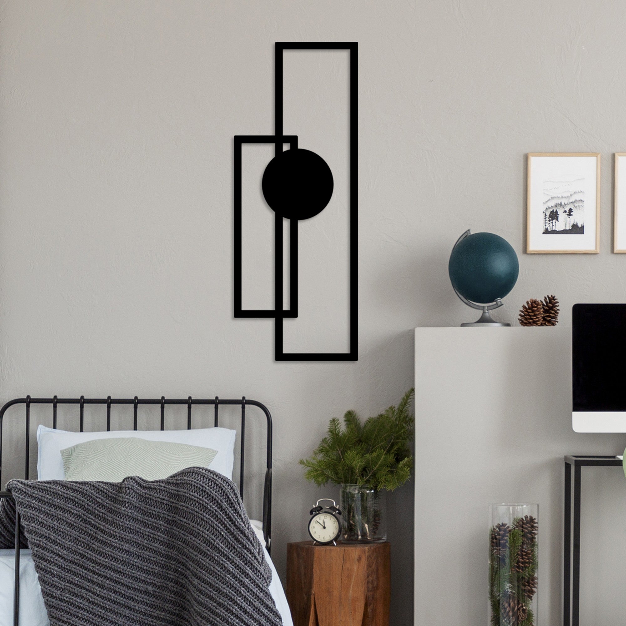 Accesoriu decorativ metalic de perete, Astratto-1, Negru