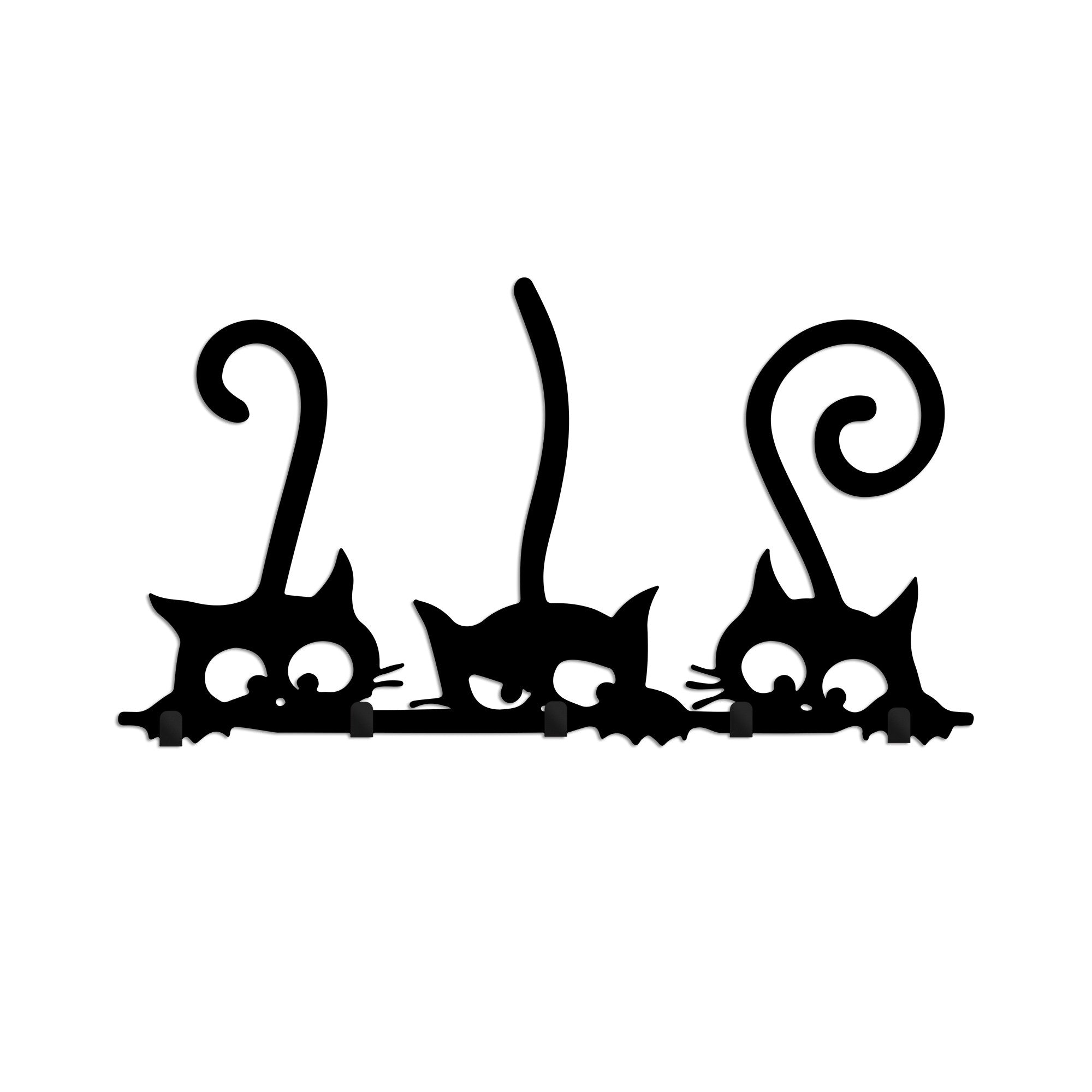 Cuier metalic de perete, Hidden Cats, Negru