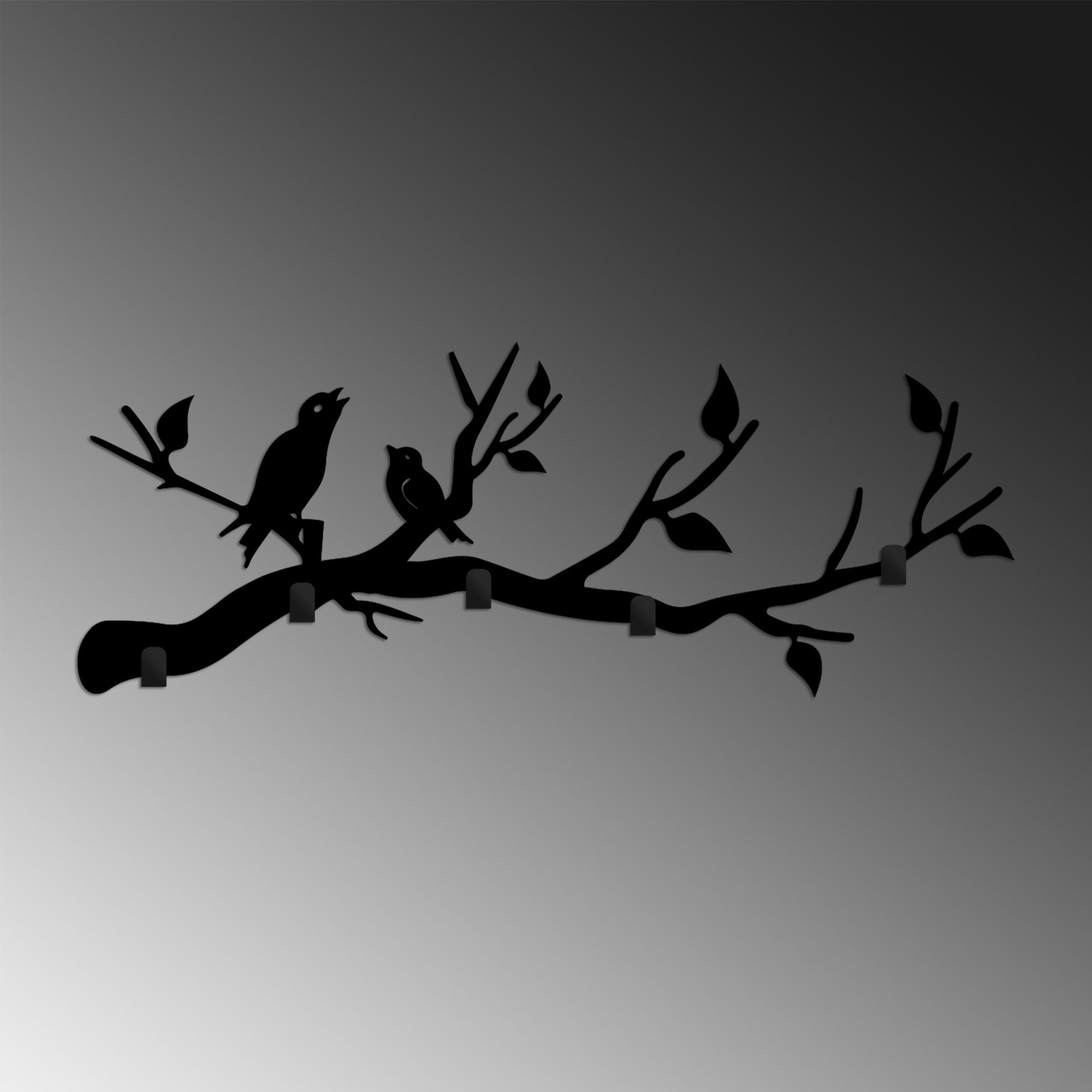 Cuier metalic de perete, Escaped Birds, Negru