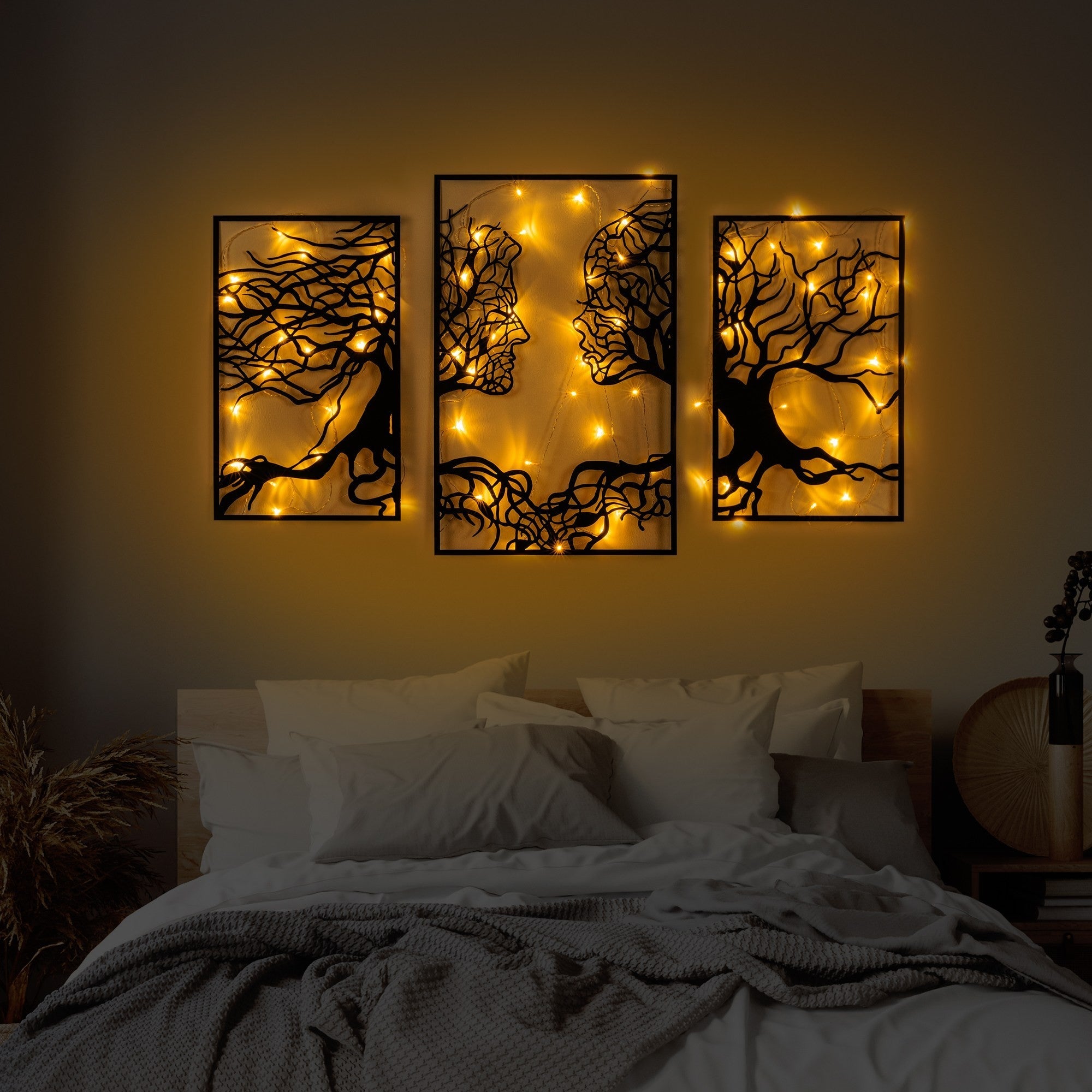 Accesoriu decorativ metalic de perete, Tree Person 499, Negru