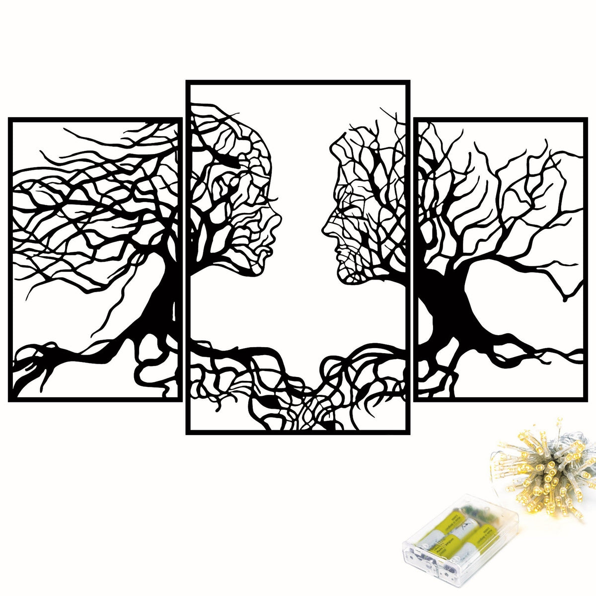 Accesoriu decorativ metalic de perete, Tree Person 499, Negru