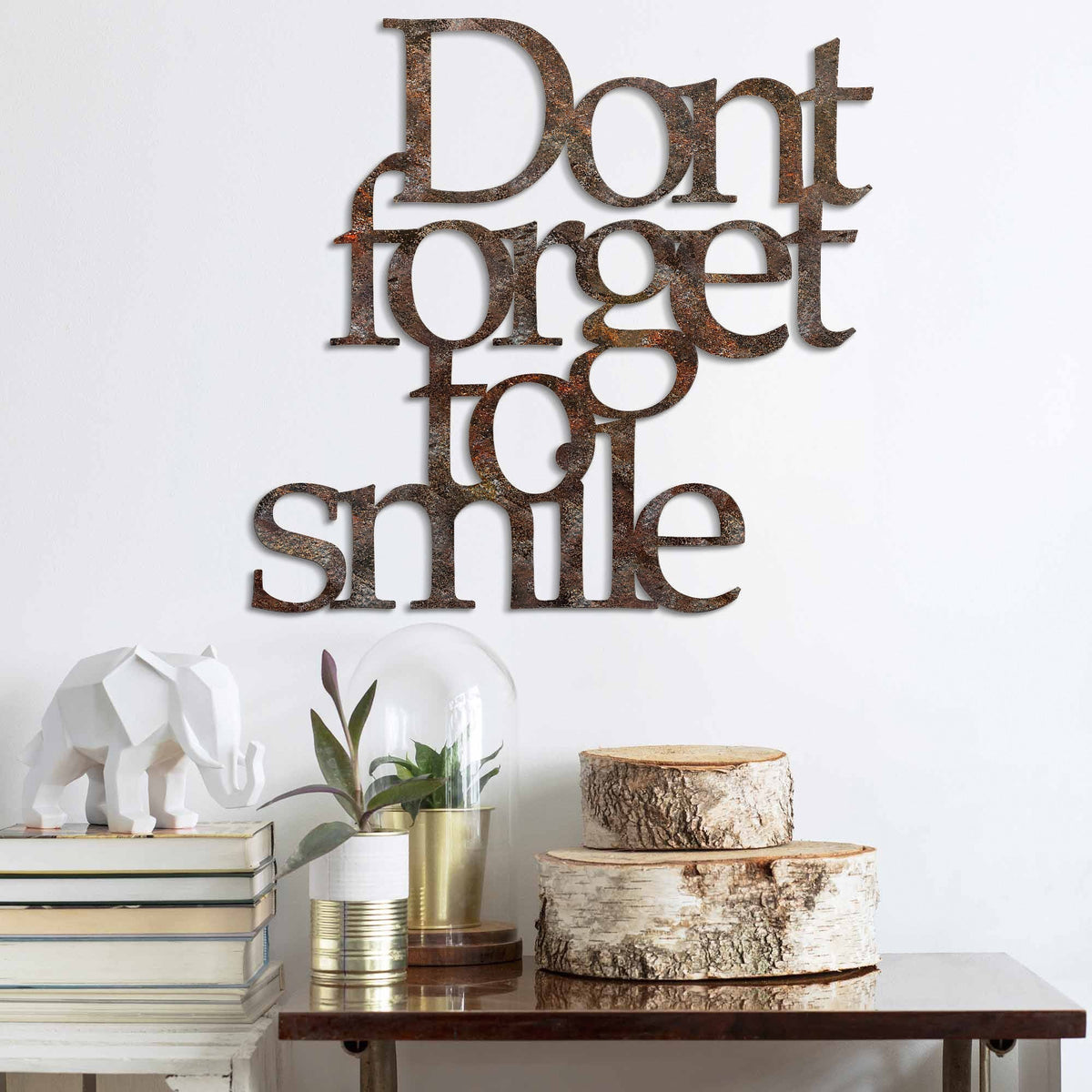 Accesoriu decorativ metalic de perete, Rusty Dont Forget For Smile, Antichizat