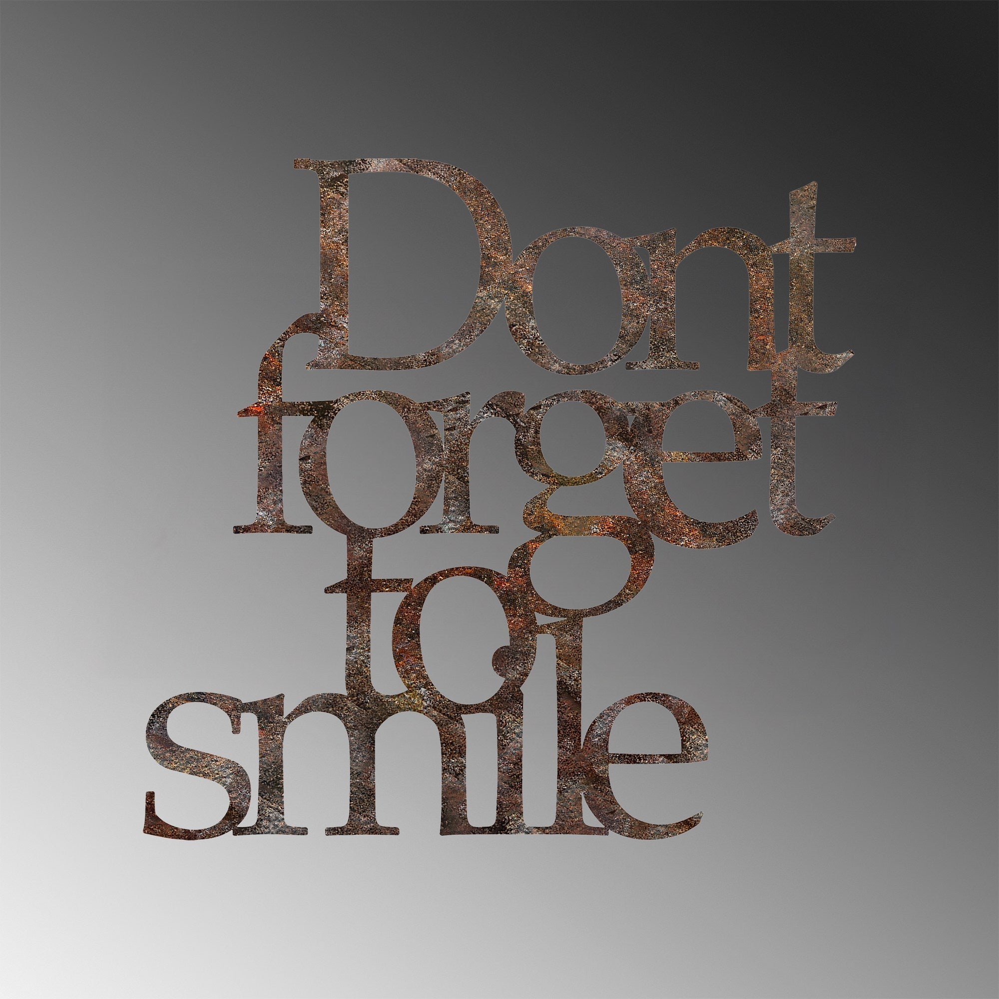 Accesoriu decorativ metalic de perete, Rusty Dont Forget For Smile, Antichizat