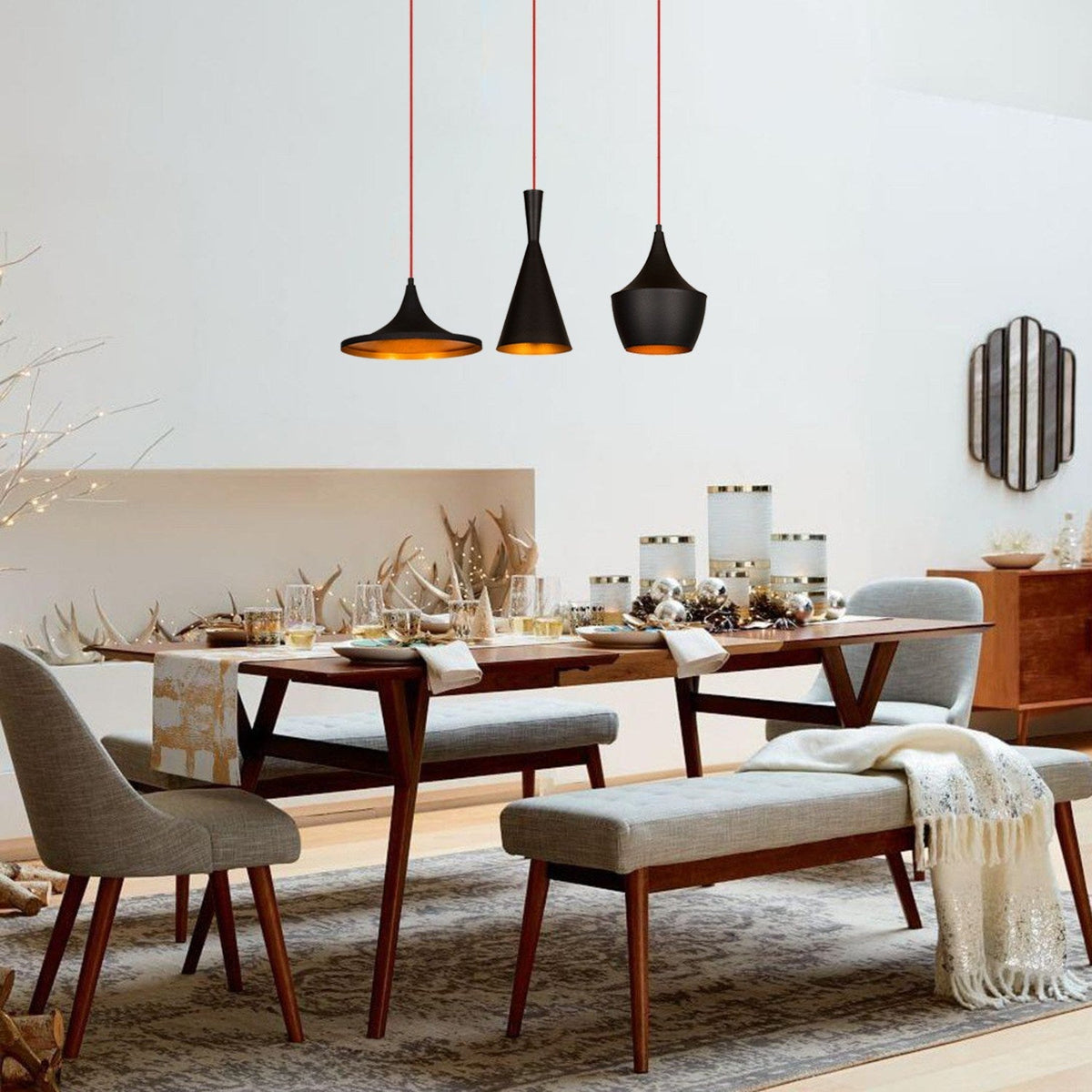 Candelabru, Elmas - 3561, Negru / Auriu
