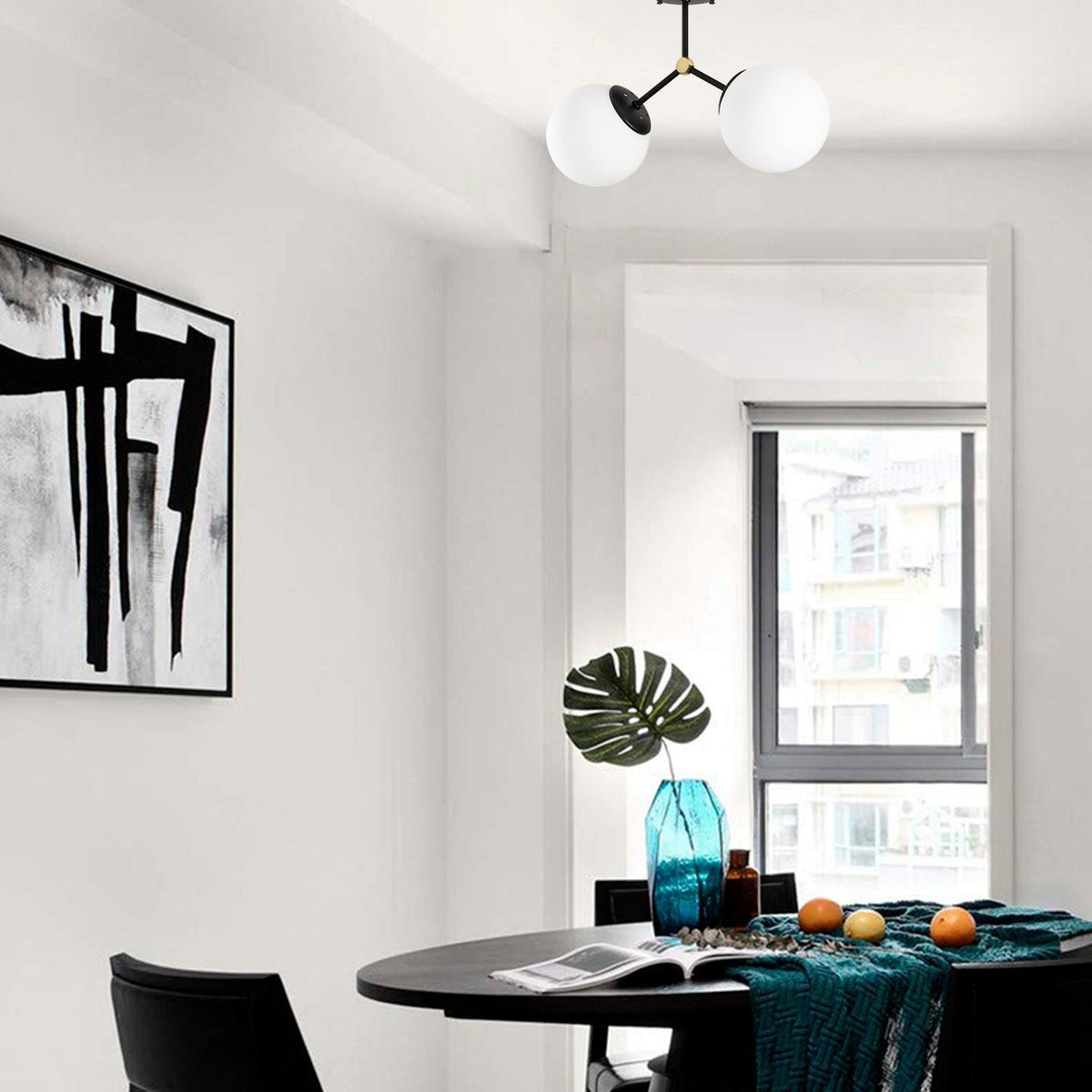 Candelabru, Damar - 6331, Negru / Alb