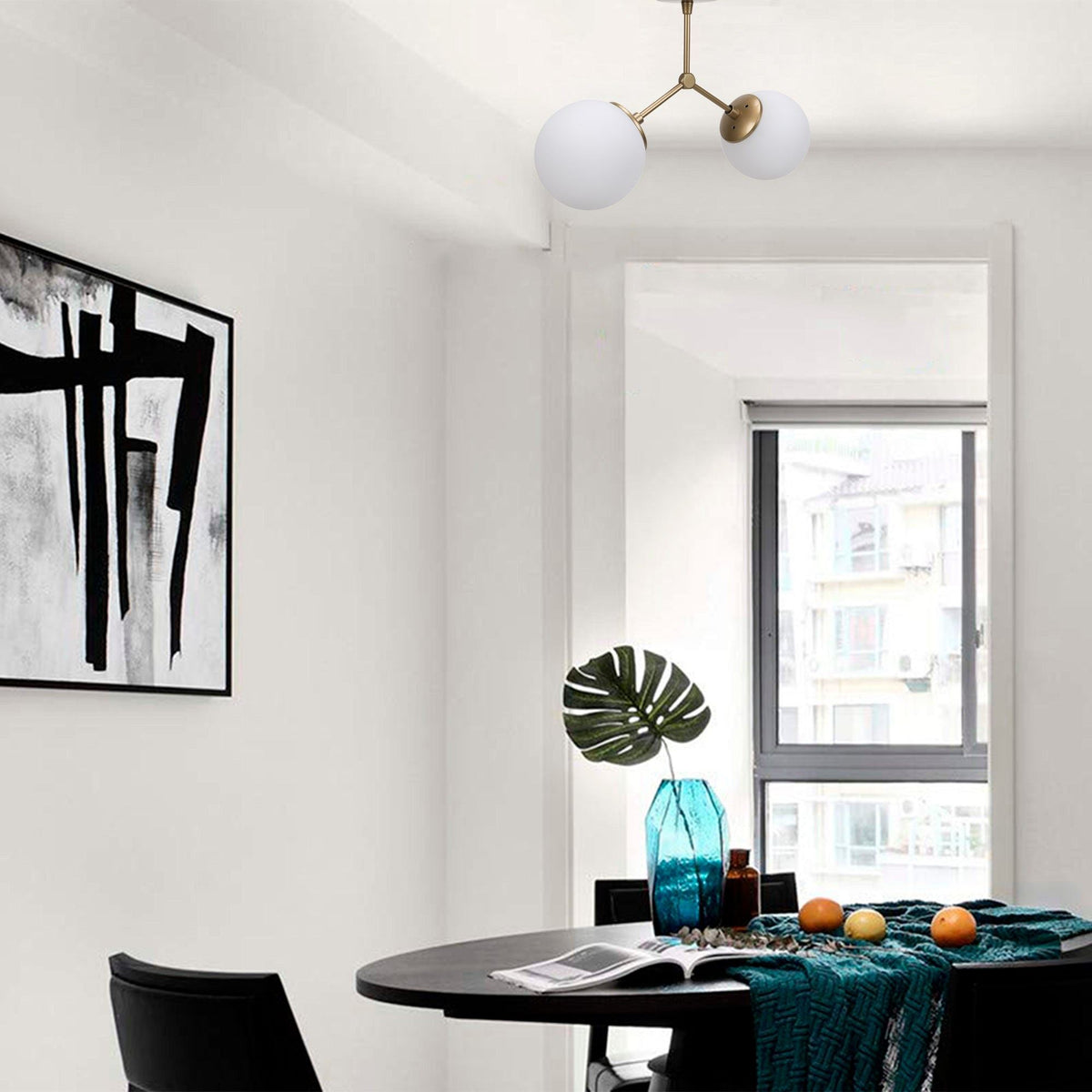 Candelabru, Damar - 6332, Galben / Alb